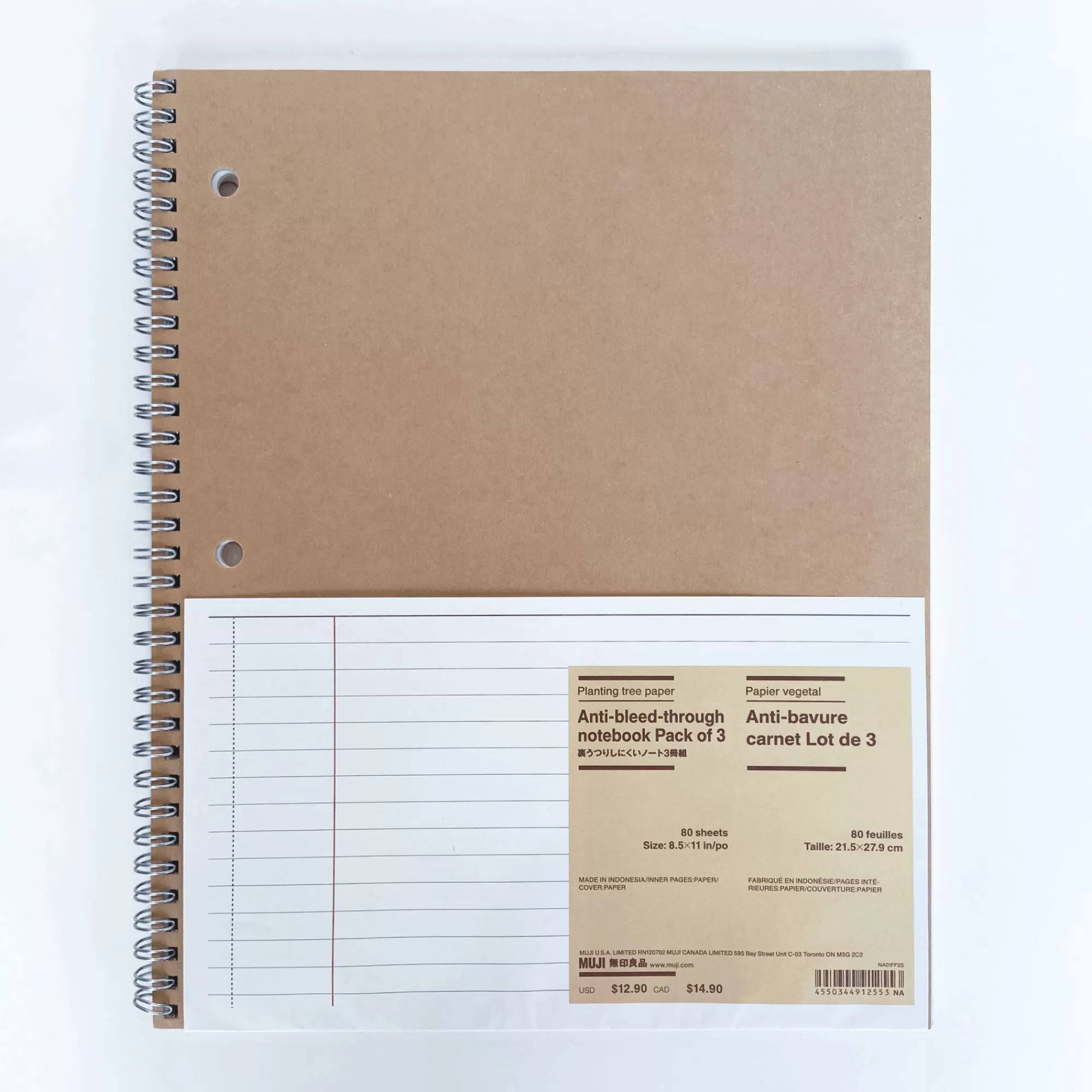 MUJI 3-Pack Planting Tree Paper Notebook Fashion