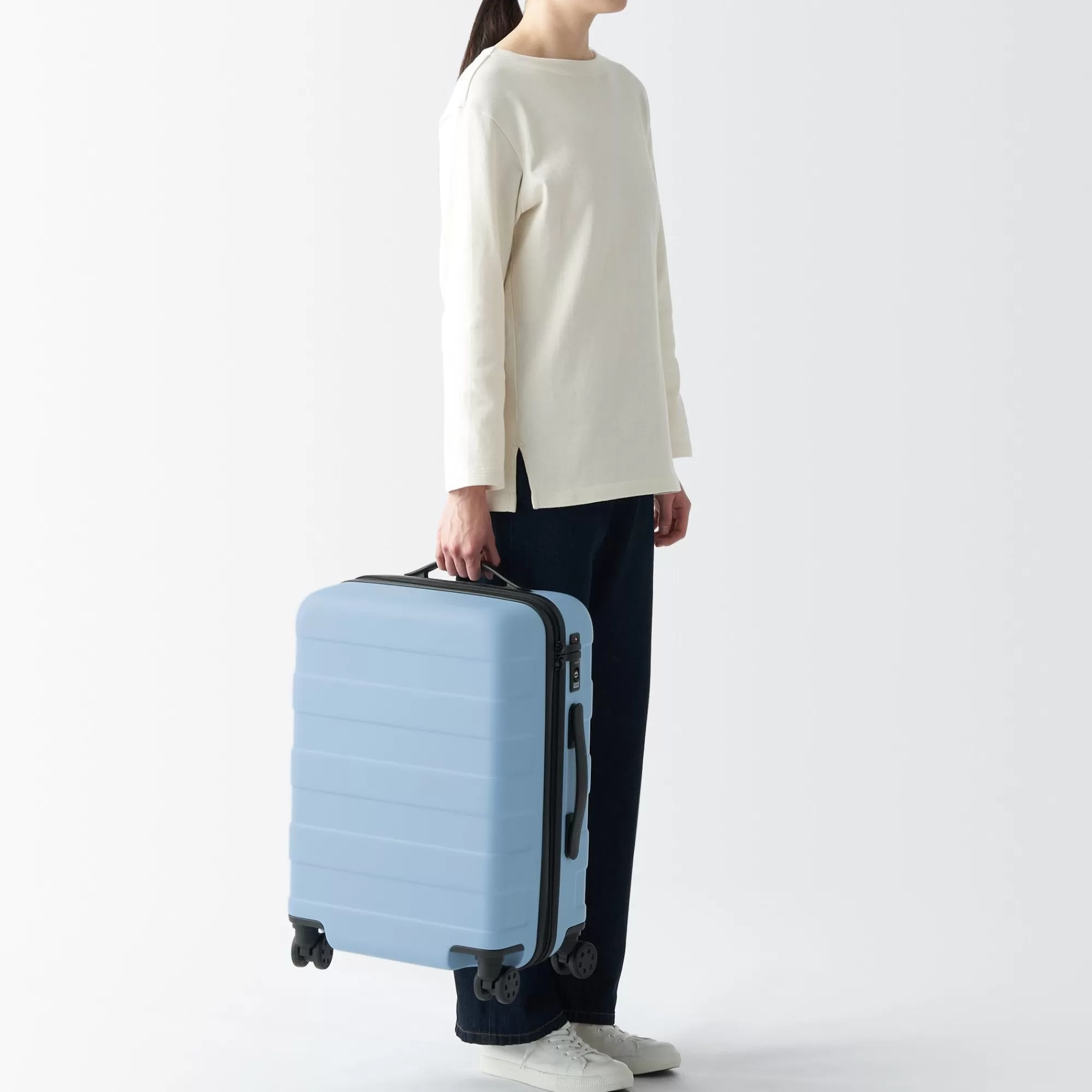 MUJI Adjustable Handle Hard Shell Suitcase 36L | Carry-On Light Blue Sale