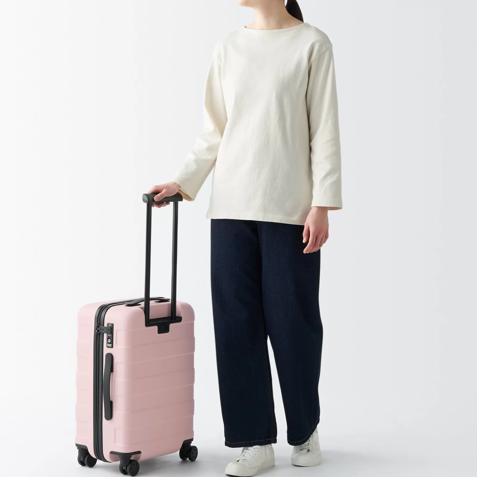 MUJI Adjustable Handle Hard Shell Suitcase 36L | Carry-On Light Pink Cheap