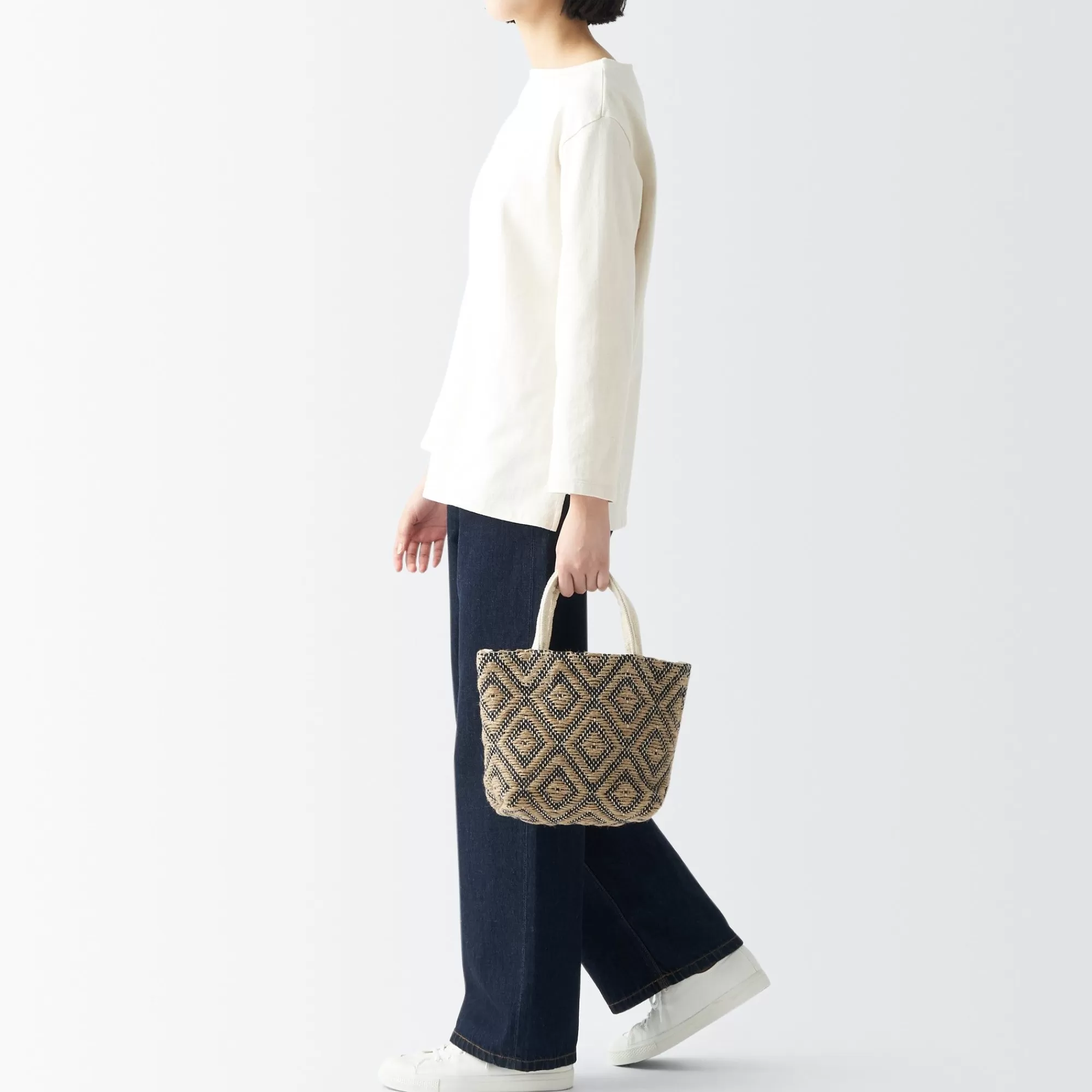 MUJI Indian Handwoven Mini Tote Bag - Black Best Sale