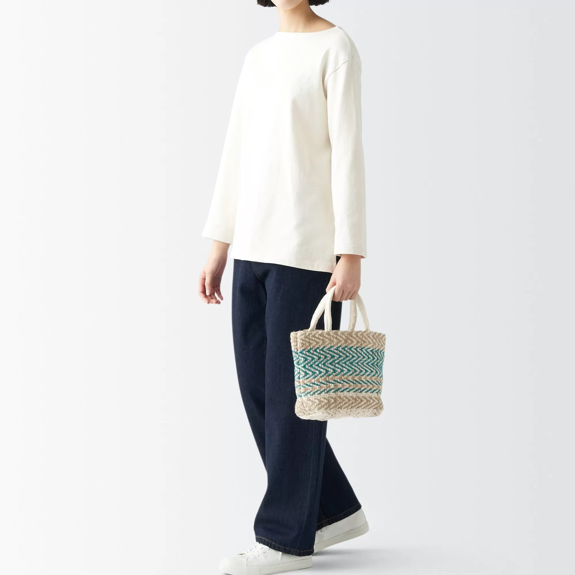 MUJI Indian Handwoven Mini Tote Bag - Green Discount