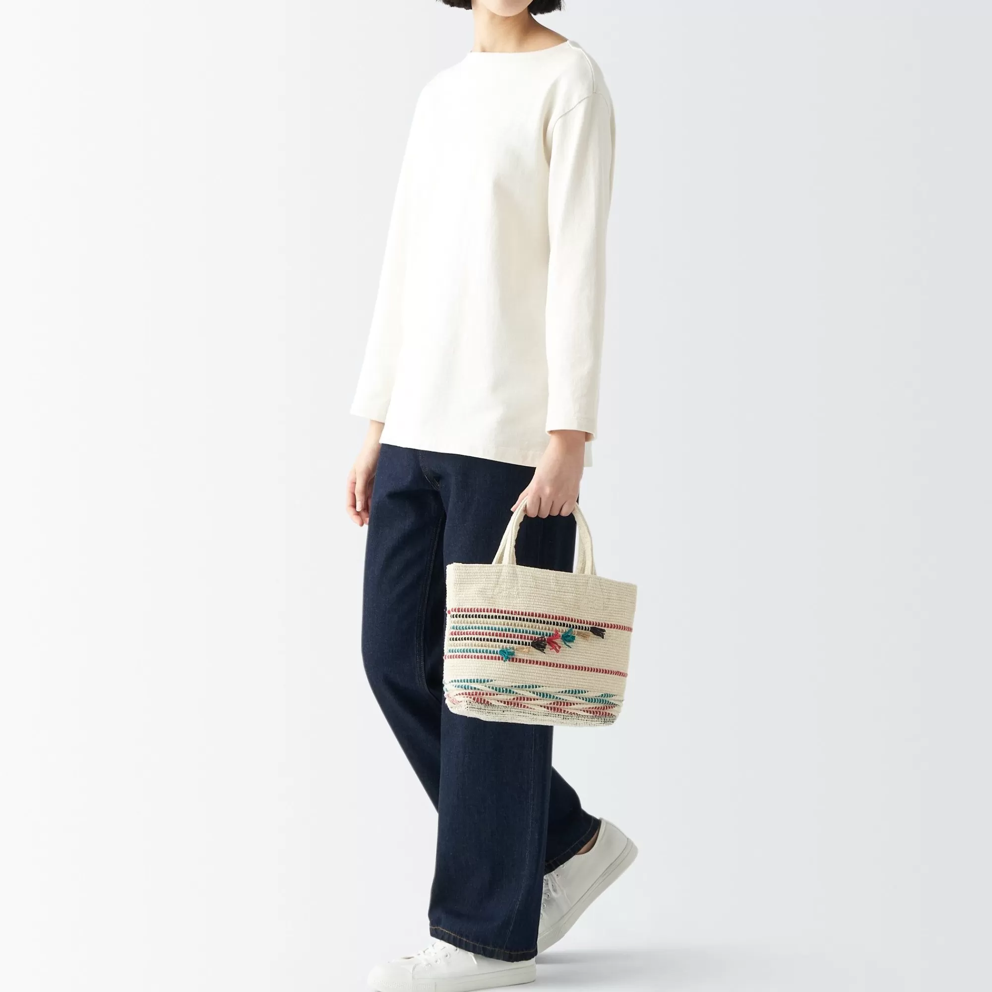 MUJI Indian Handwoven Mini Tote Bag - Natural Sale