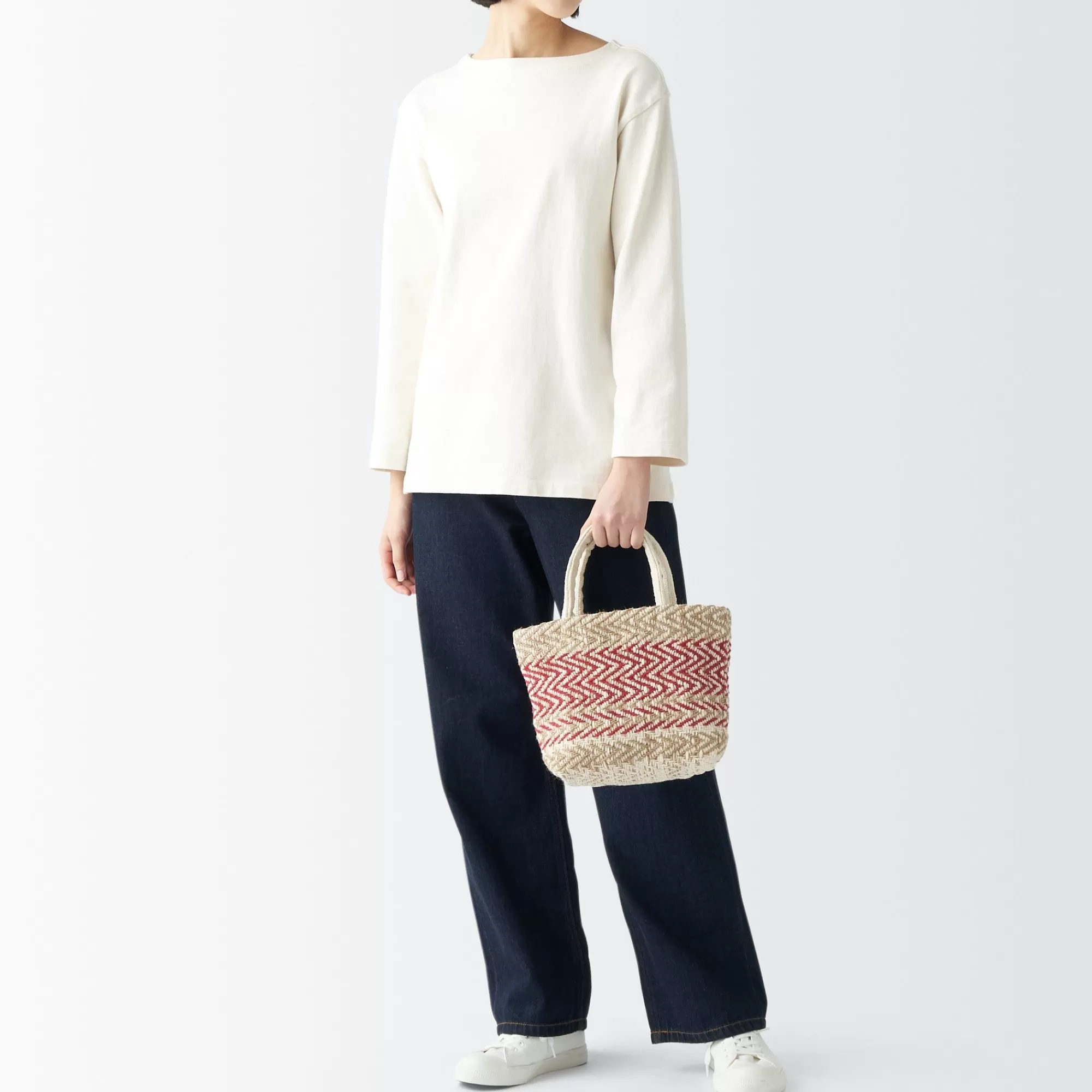 MUJI Indian Handwoven Mini Tote Bag - Red Cheap