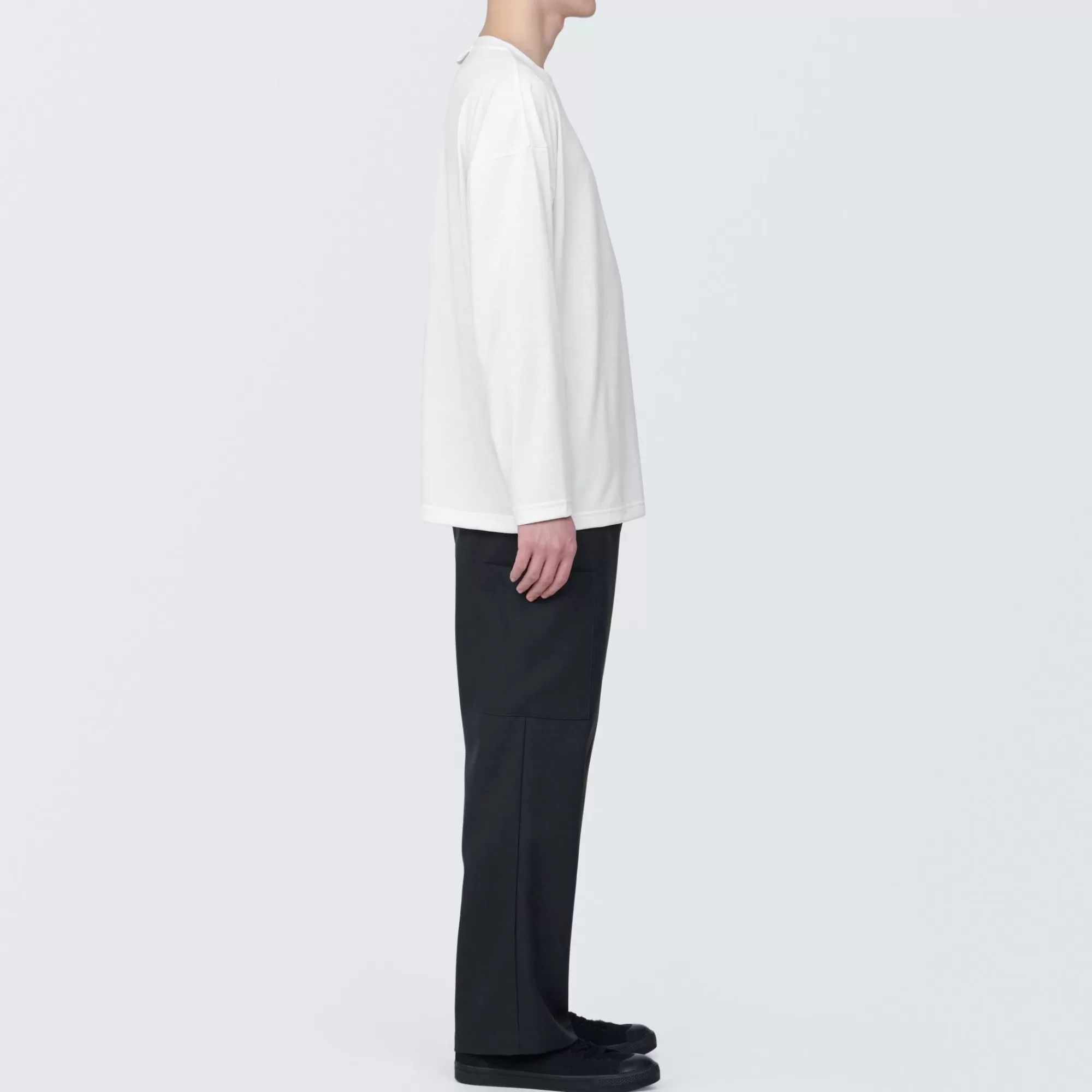 MUJI Labo Unisex Easy-Clean Quick Dry Crew Neck Long Sleeve T-Shirt Fashion