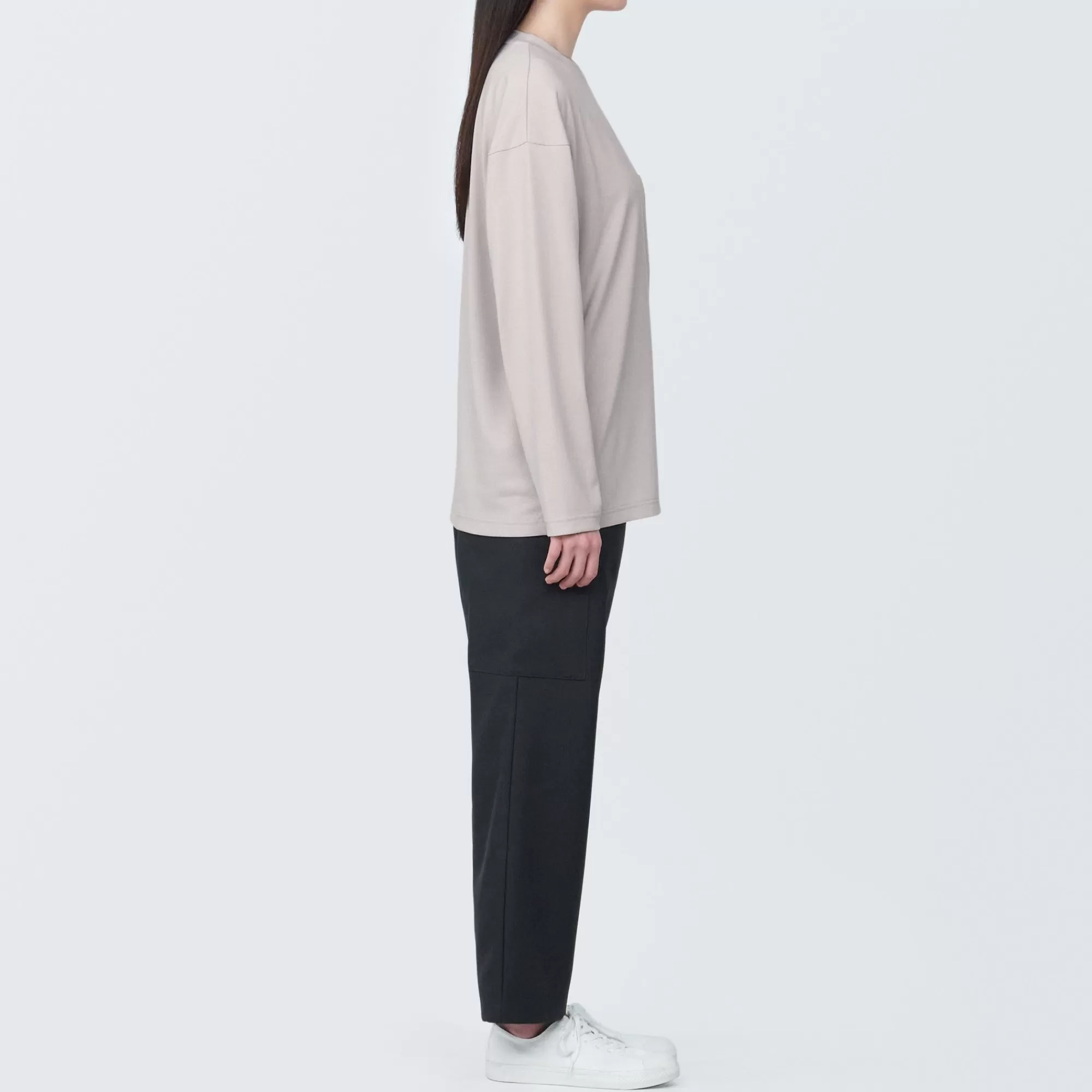 MUJI Labo Unisex Easy-Clean Quick Dry Crew Neck Long Sleeve T-Shirt Fashion