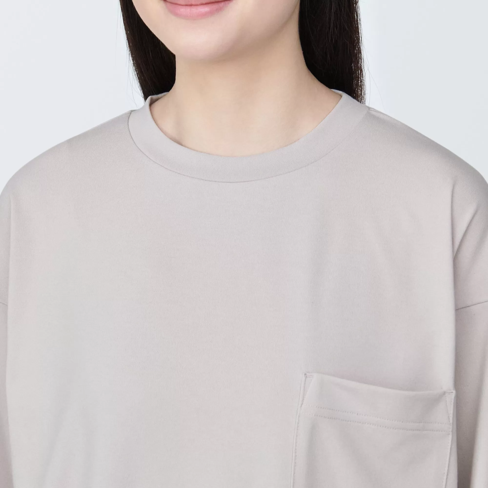 MUJI Labo Unisex Easy-Clean Quick Dry Crew Neck Long Sleeve T-Shirt Fashion