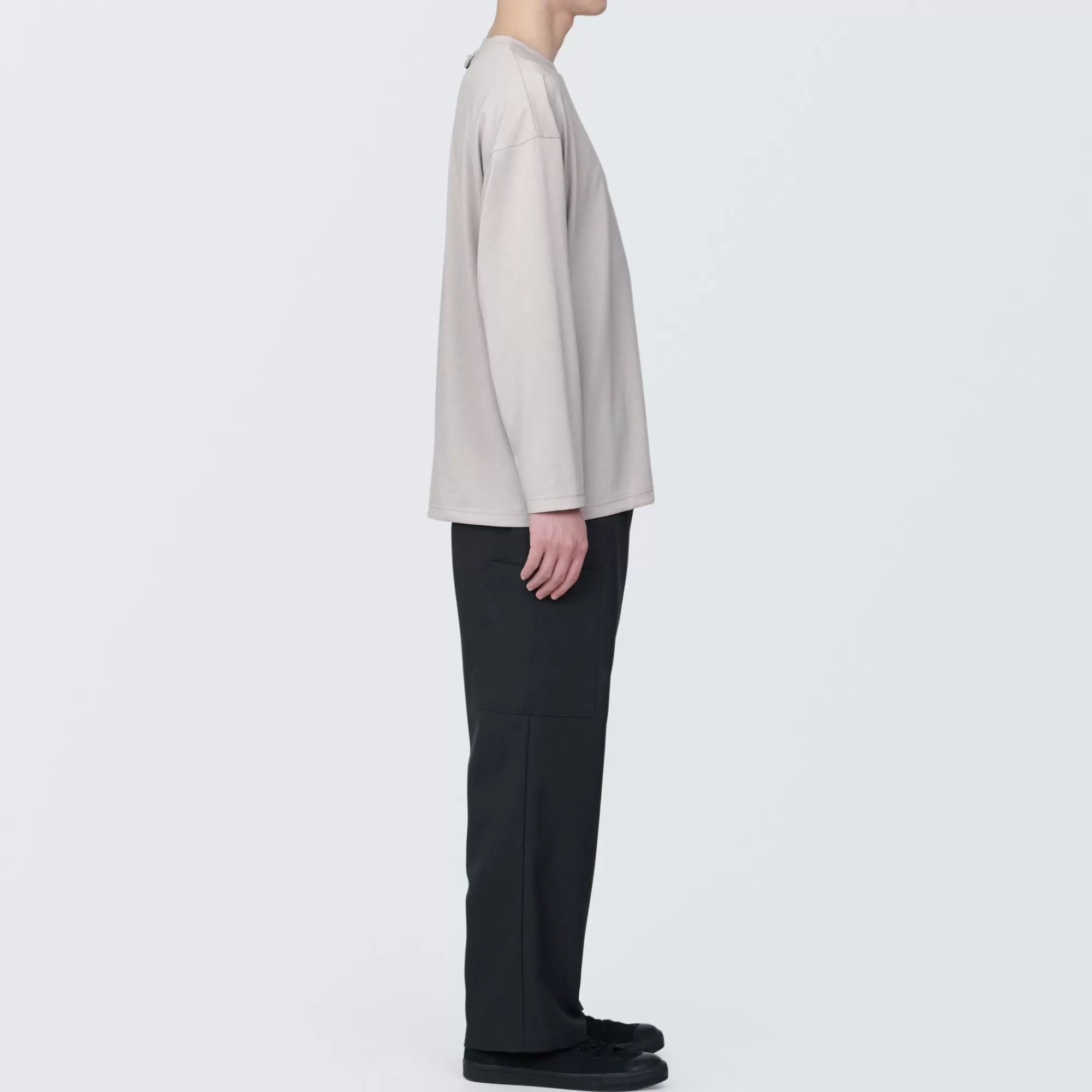 MUJI Labo Unisex Easy-Clean Quick Dry Crew Neck Long Sleeve T-Shirt Fashion