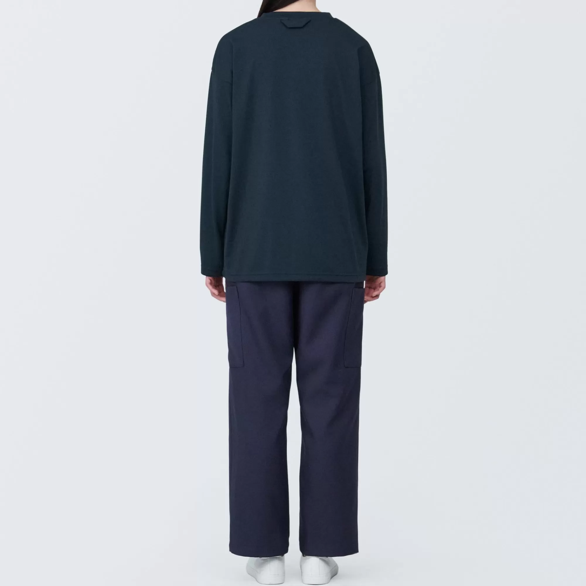 MUJI Labo Unisex Easy-Clean Quick Dry Crew Neck Long Sleeve T-Shirt Fashion