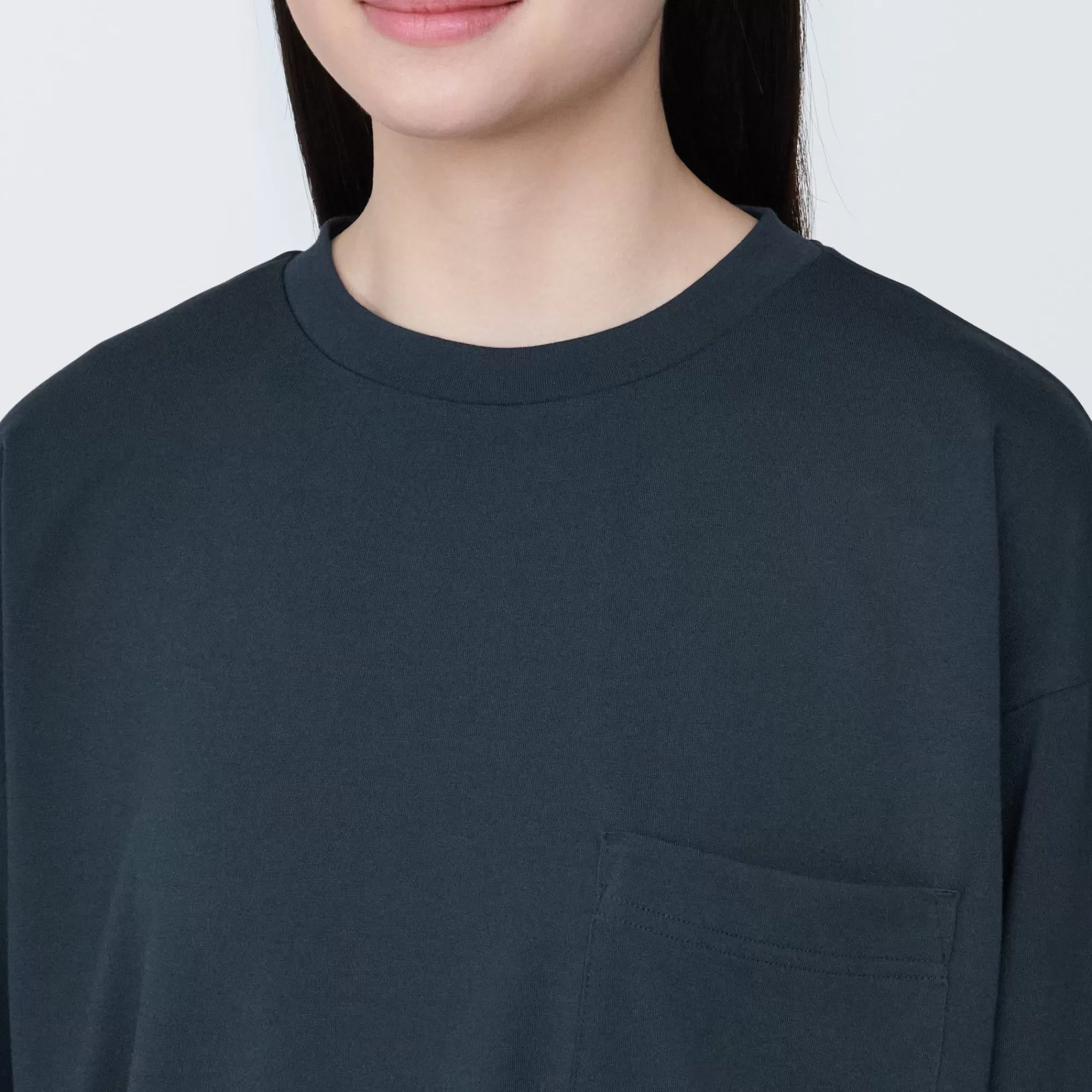 MUJI Labo Unisex Easy-Clean Quick Dry Crew Neck Long Sleeve T-Shirt Fashion