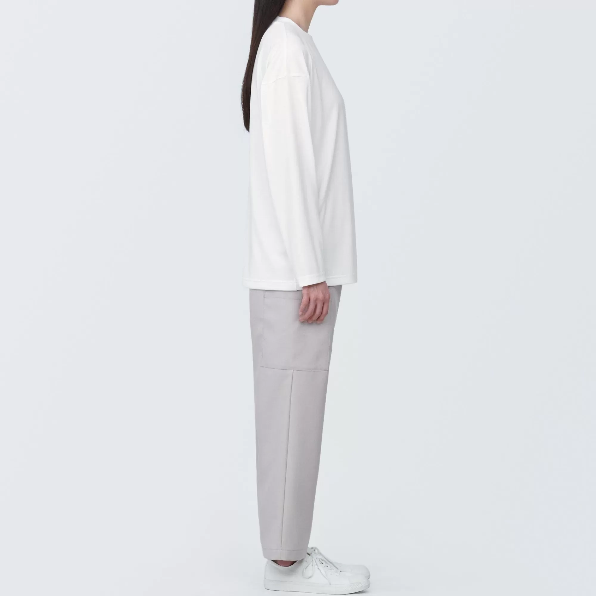 MUJI Labo Unisex Easy-Clean Quick Dry Crew Neck Long Sleeve T-Shirt Fashion