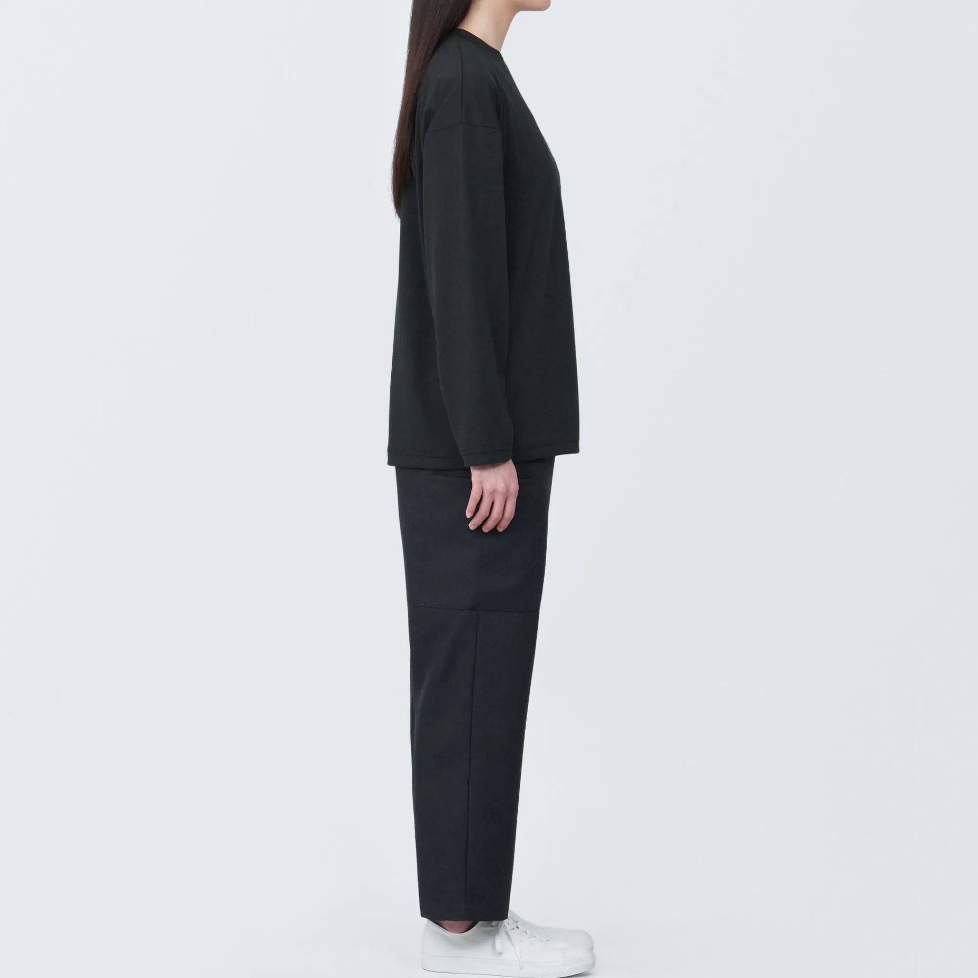 MUJI Labo Unisex Easy-Clean Quick Dry Crew Neck Long Sleeve T-Shirt Fashion