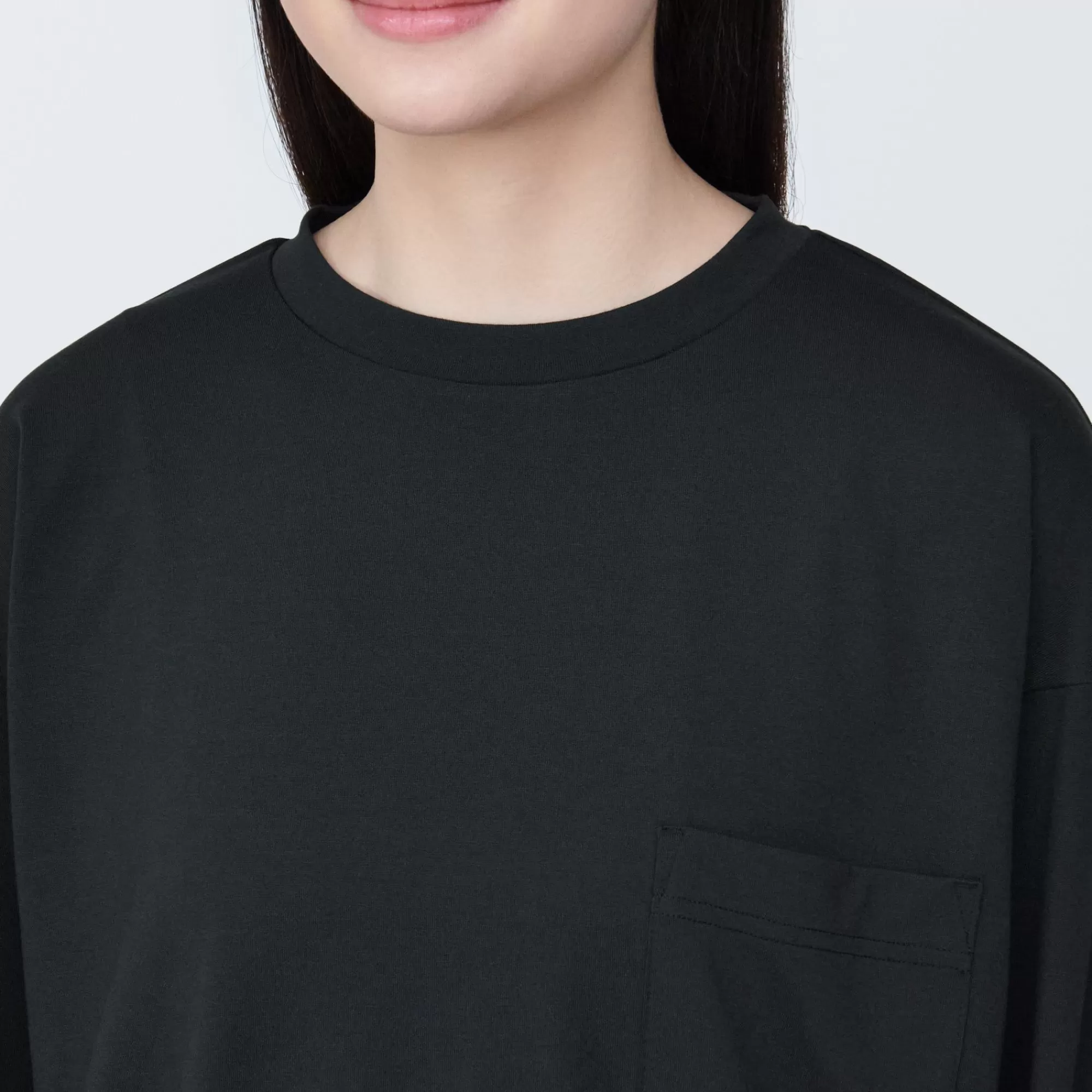 MUJI Labo Unisex Easy-Clean Quick Dry Crew Neck Long Sleeve T-Shirt Fashion