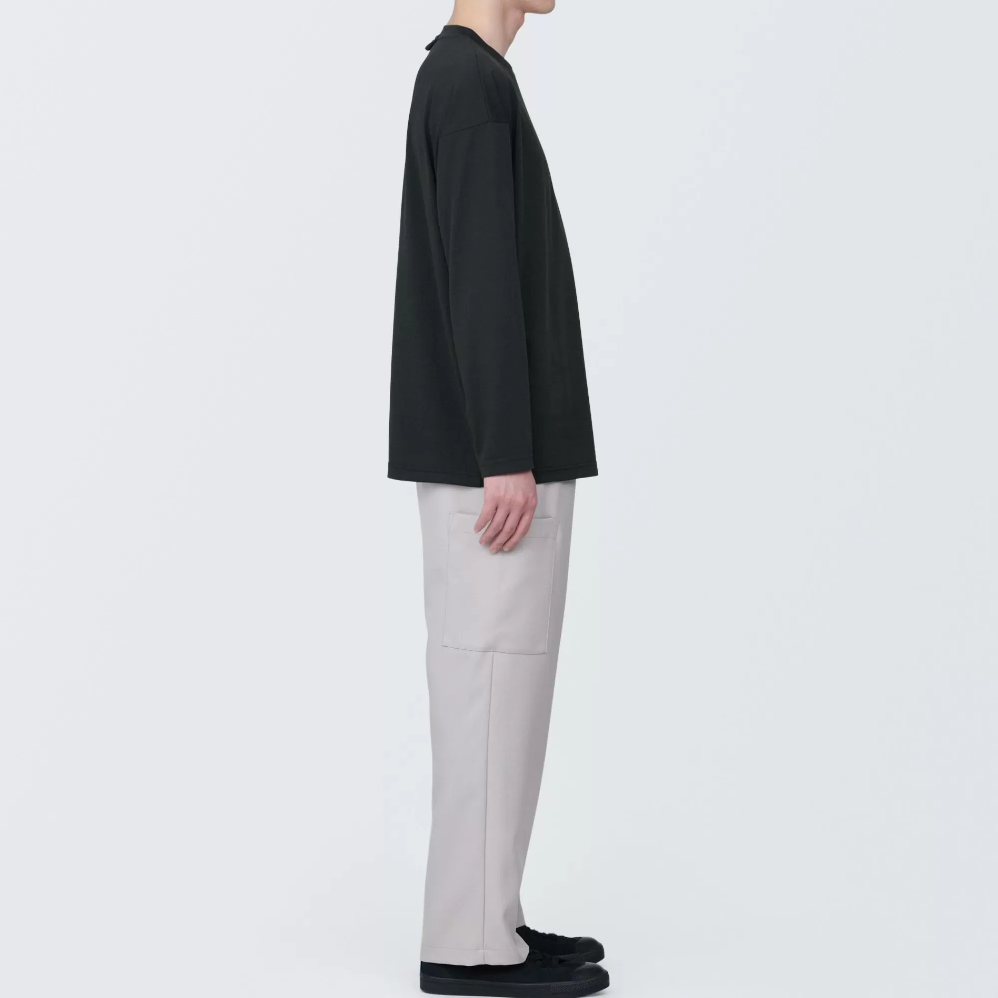 MUJI Labo Unisex Easy-Clean Quick Dry Crew Neck Long Sleeve T-Shirt Fashion