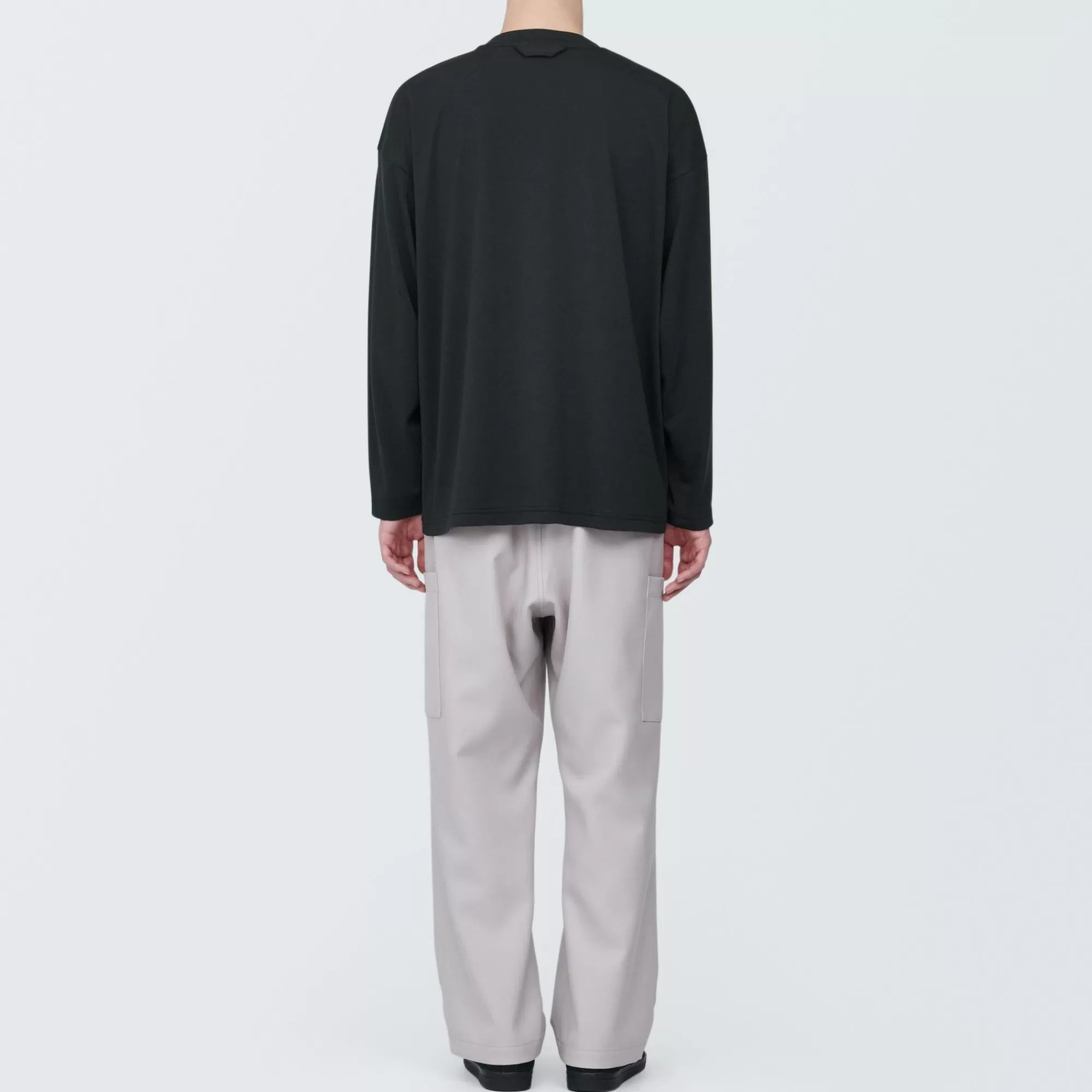 MUJI Labo Unisex Easy-Clean Quick Dry Crew Neck Long Sleeve T-Shirt Fashion