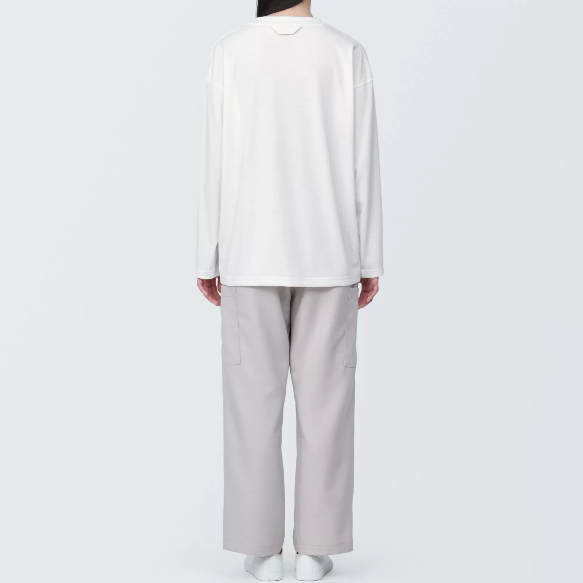 MUJI Labo Unisex Easy-Clean Quick Dry Crew Neck Long Sleeve T-Shirt Fashion
