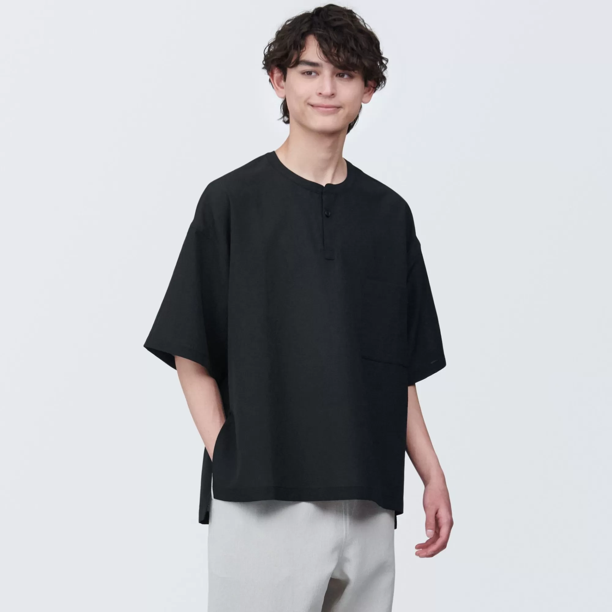 MUJI Labo Unisex Easy-Clean Short Sleeve Pullover Shirt Discount