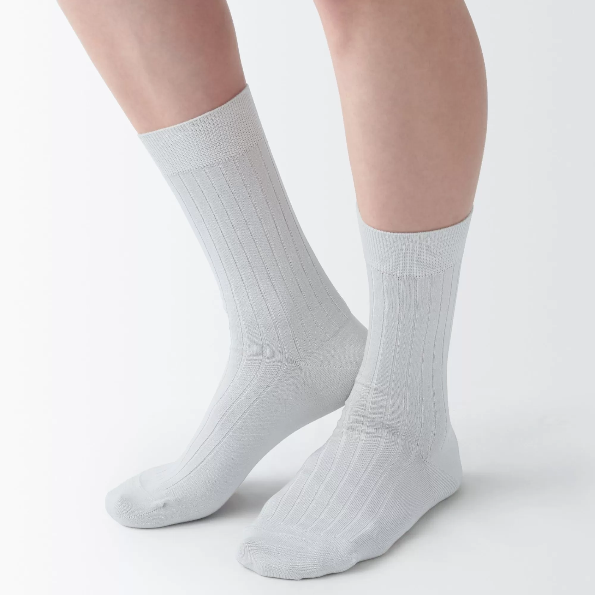 MUJI Lustrous Cotton Yarn Ribbed Socks Online