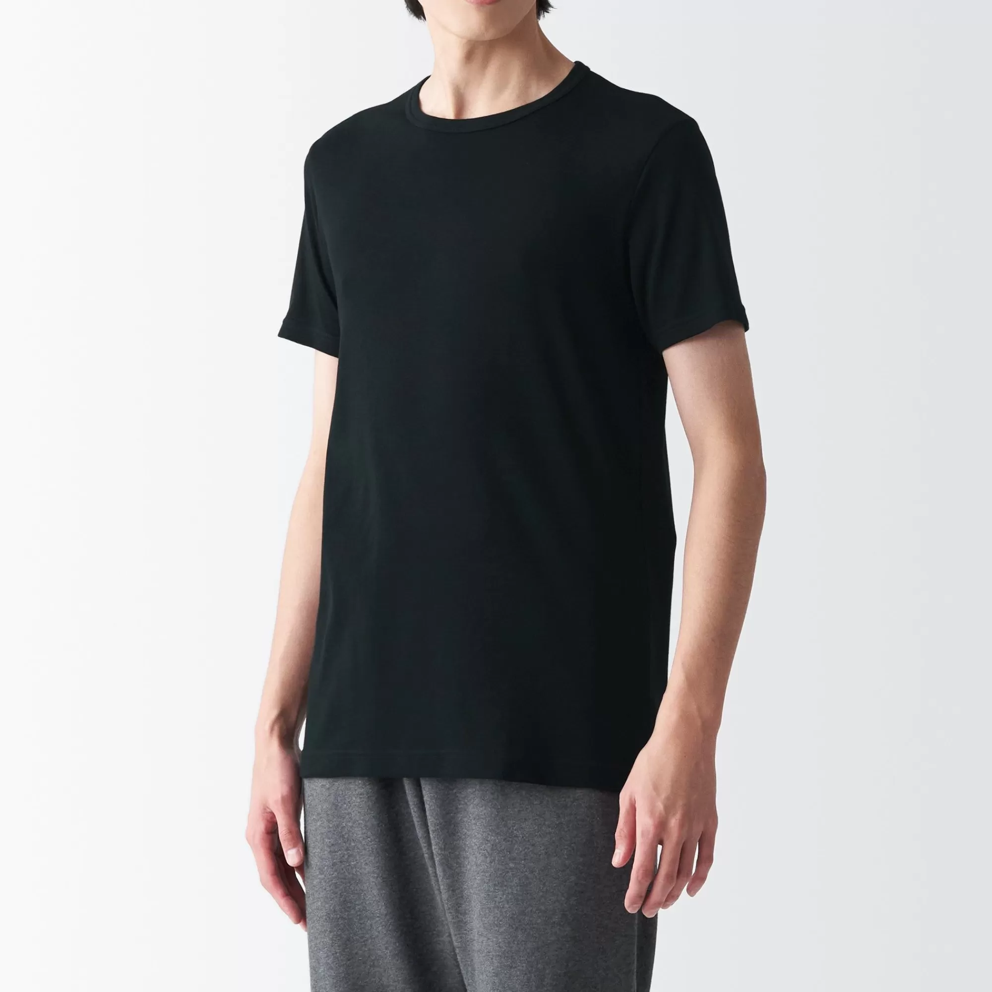 MUJI Men'S Breathable Cotton Crew Neck Short Sleeve T-Shirt Best Sale