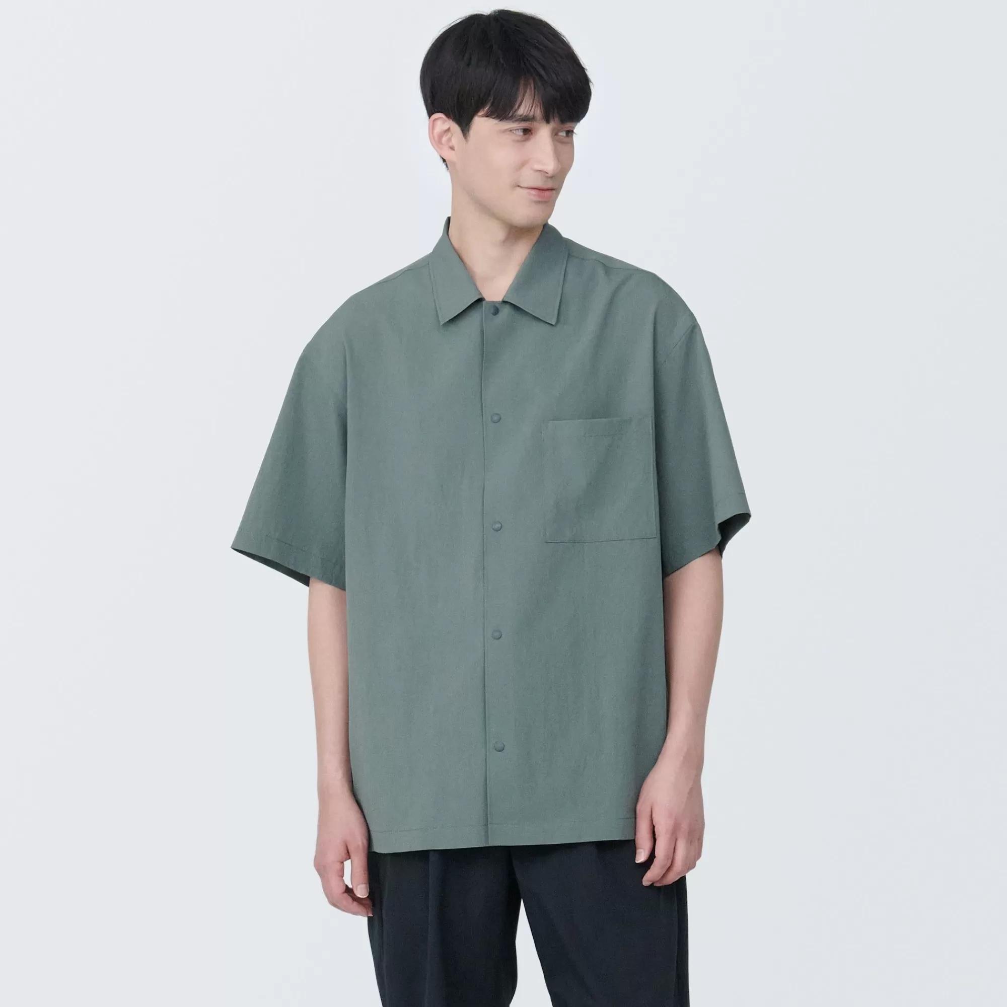 MUJI Men'S Breathable Stretch Short Sleeve Shirt Best Sale