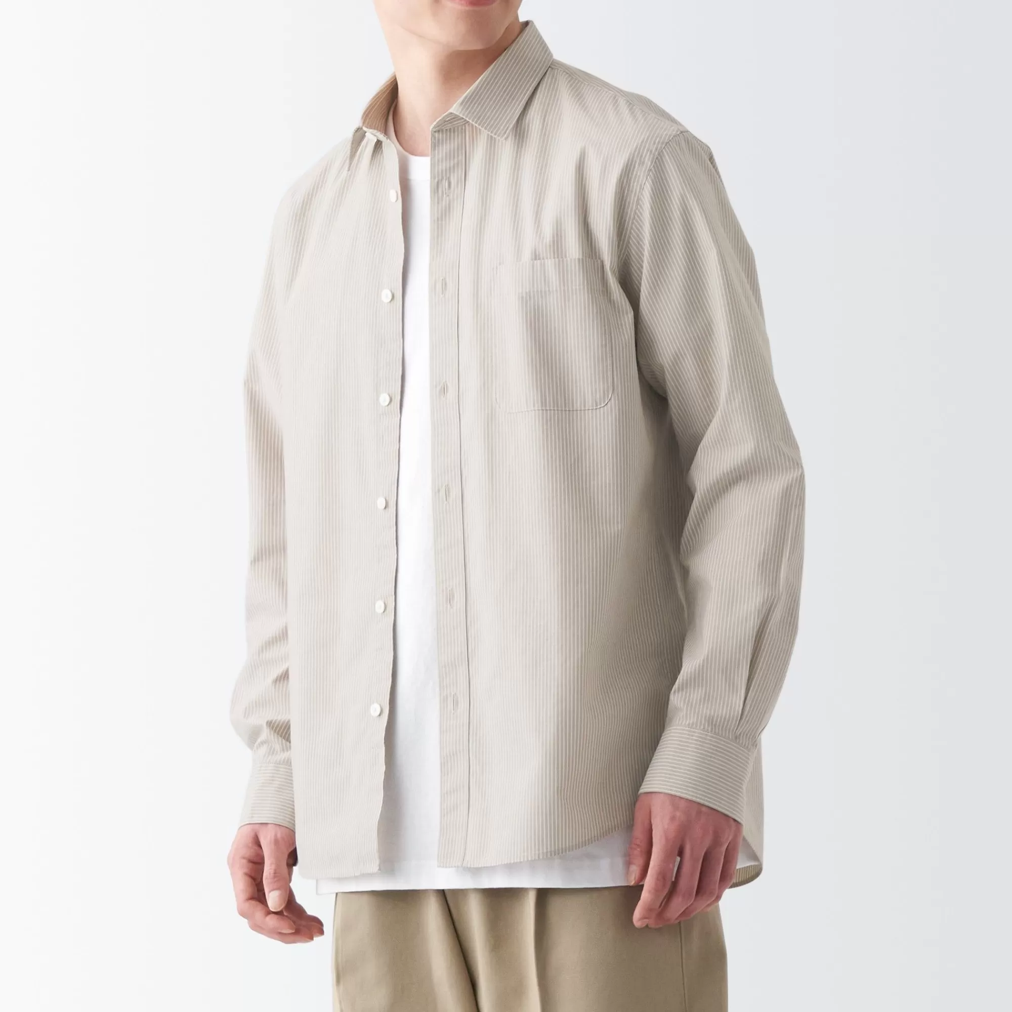 MUJI Men'S Broad Patterned Shirt Outlet