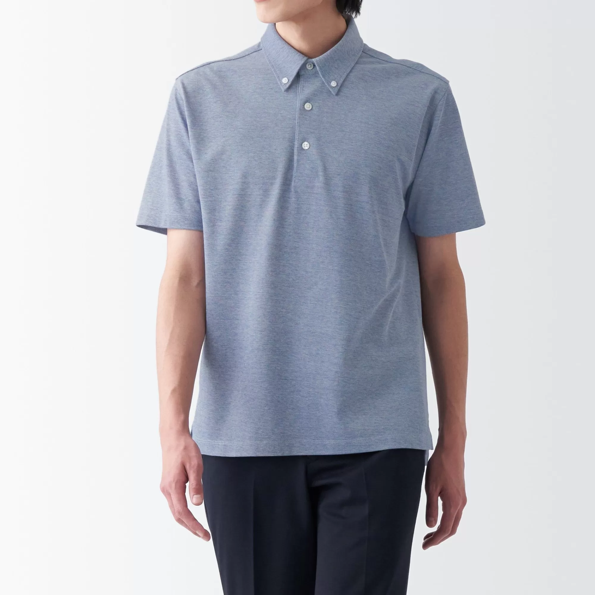 MUJI Men'S Cool Touch Pique Button Down Polo Shirt Hot