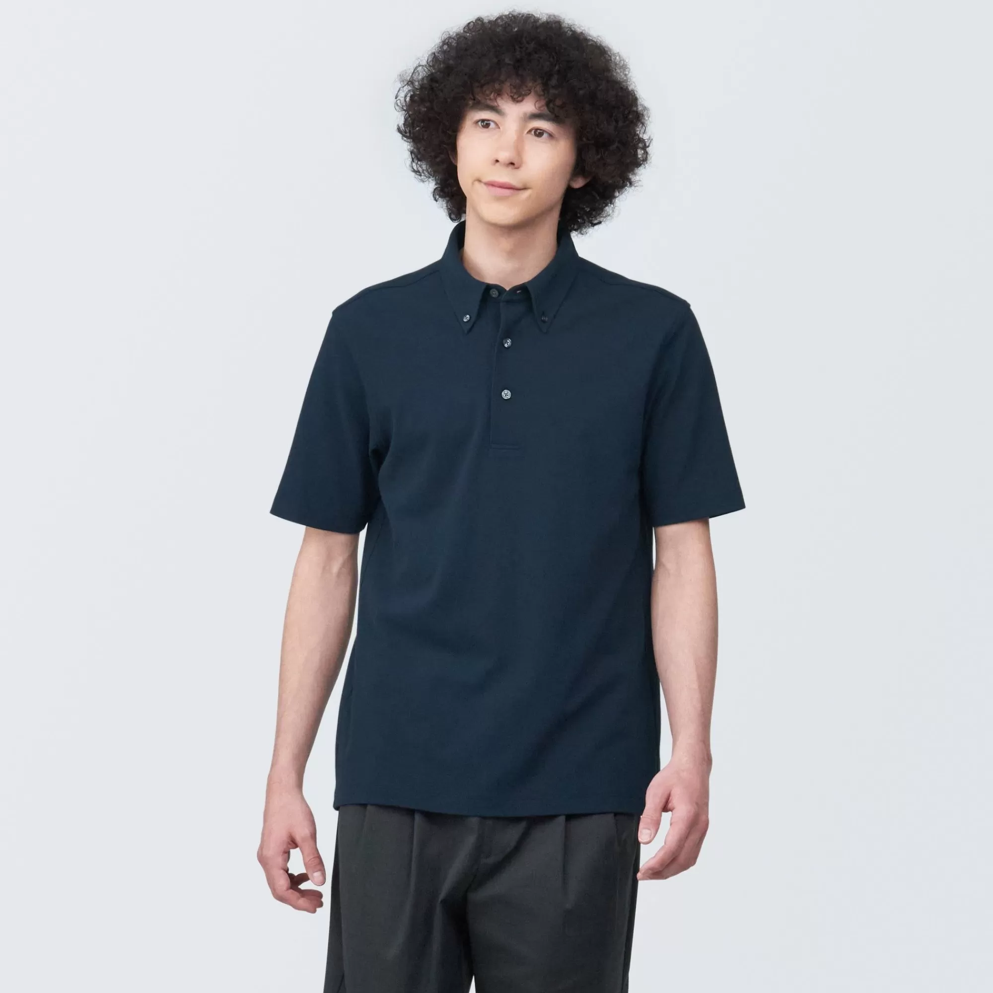 MUJI Men'S Cool Touch Pique Button Down Short Sleeve Polo Shirt Discount