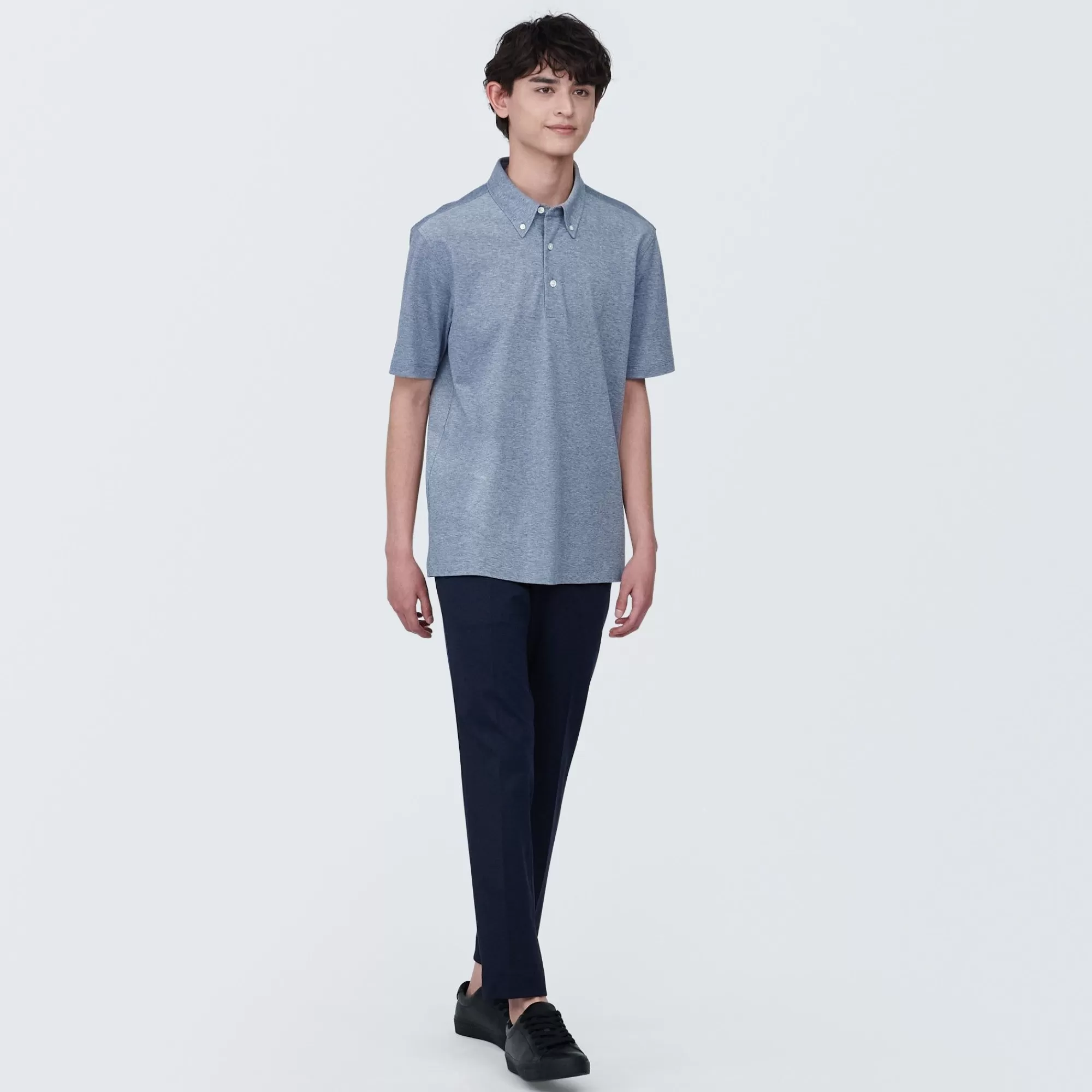 MUJI Men'S Cool Touch Pique Button Down Short Sleeve Polo Shirt Discount