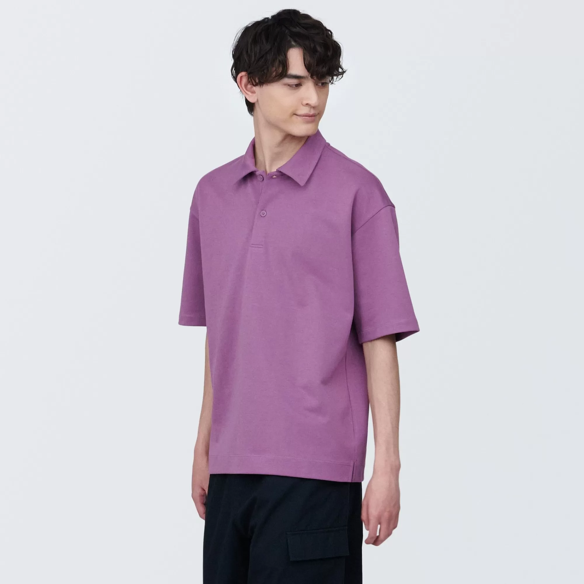 MUJI Men'S Cool Touch Wide Half-Sleeve Polo Shirt Cheap