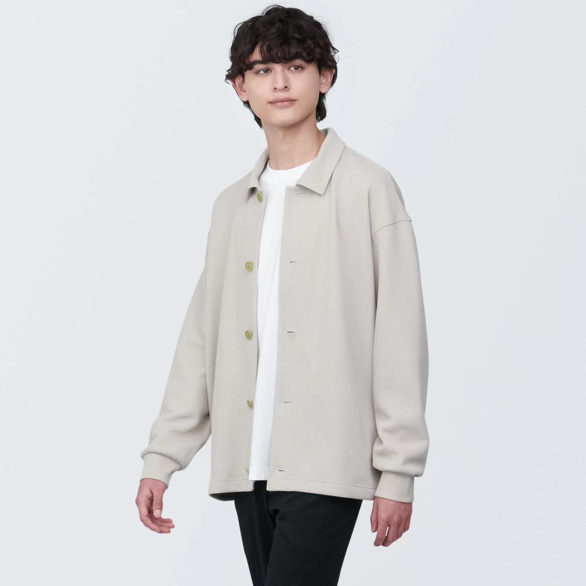 MUJI Men'S Double Knitted Shirt Cardigan Hot