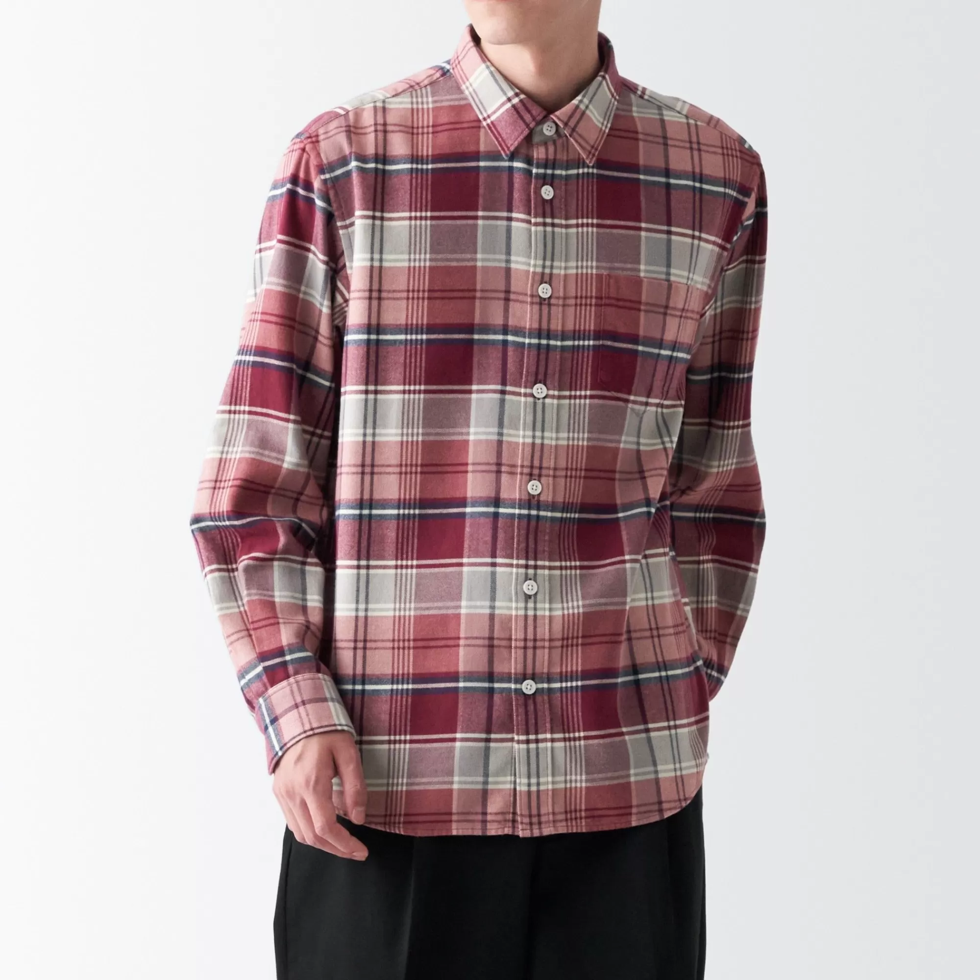 MUJI Men'S Flannel Long Sleeve Patterned Shirt Shop