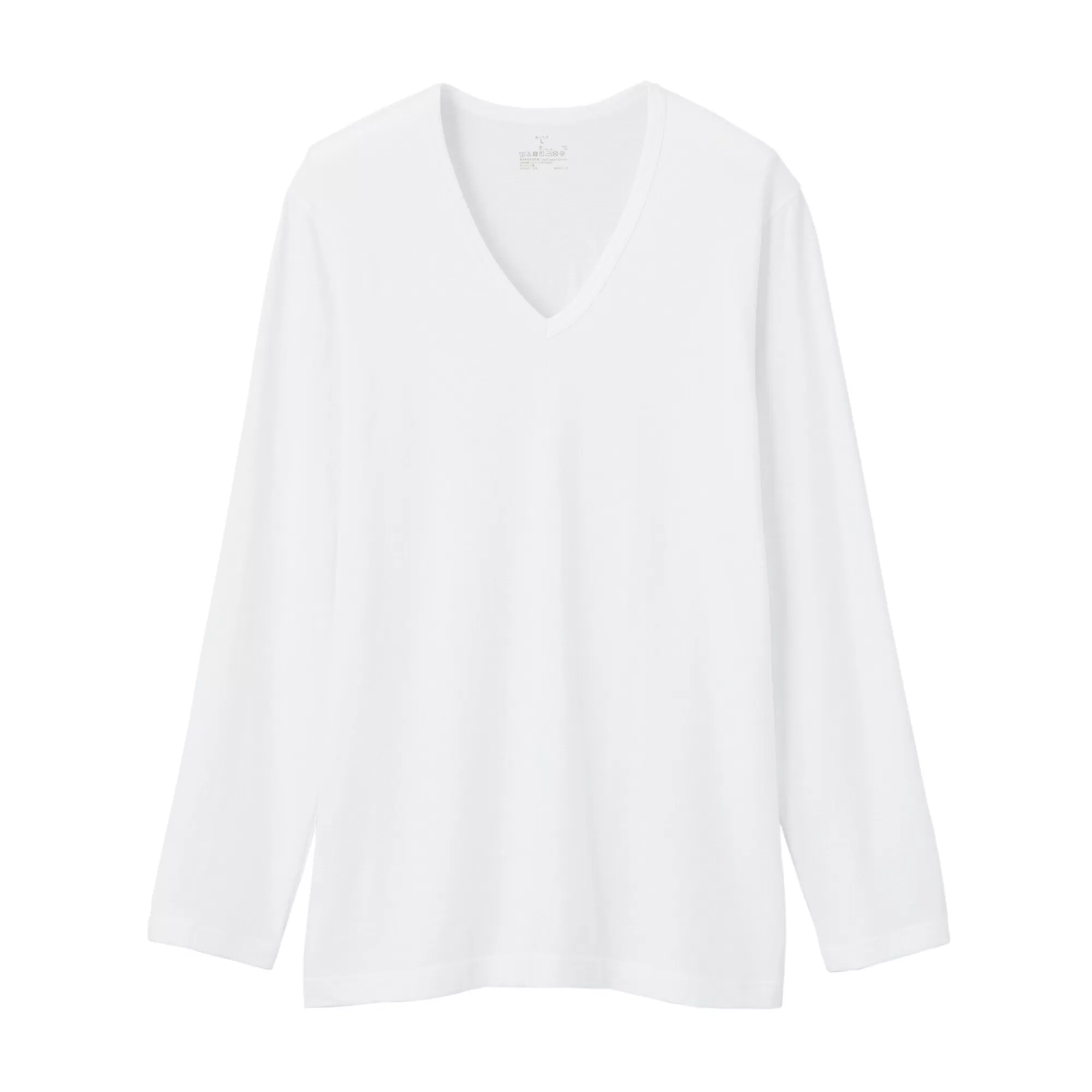 MUJI Men'S Heat Generating Cotton V-Neck Long Sleeve T-Shirt Best