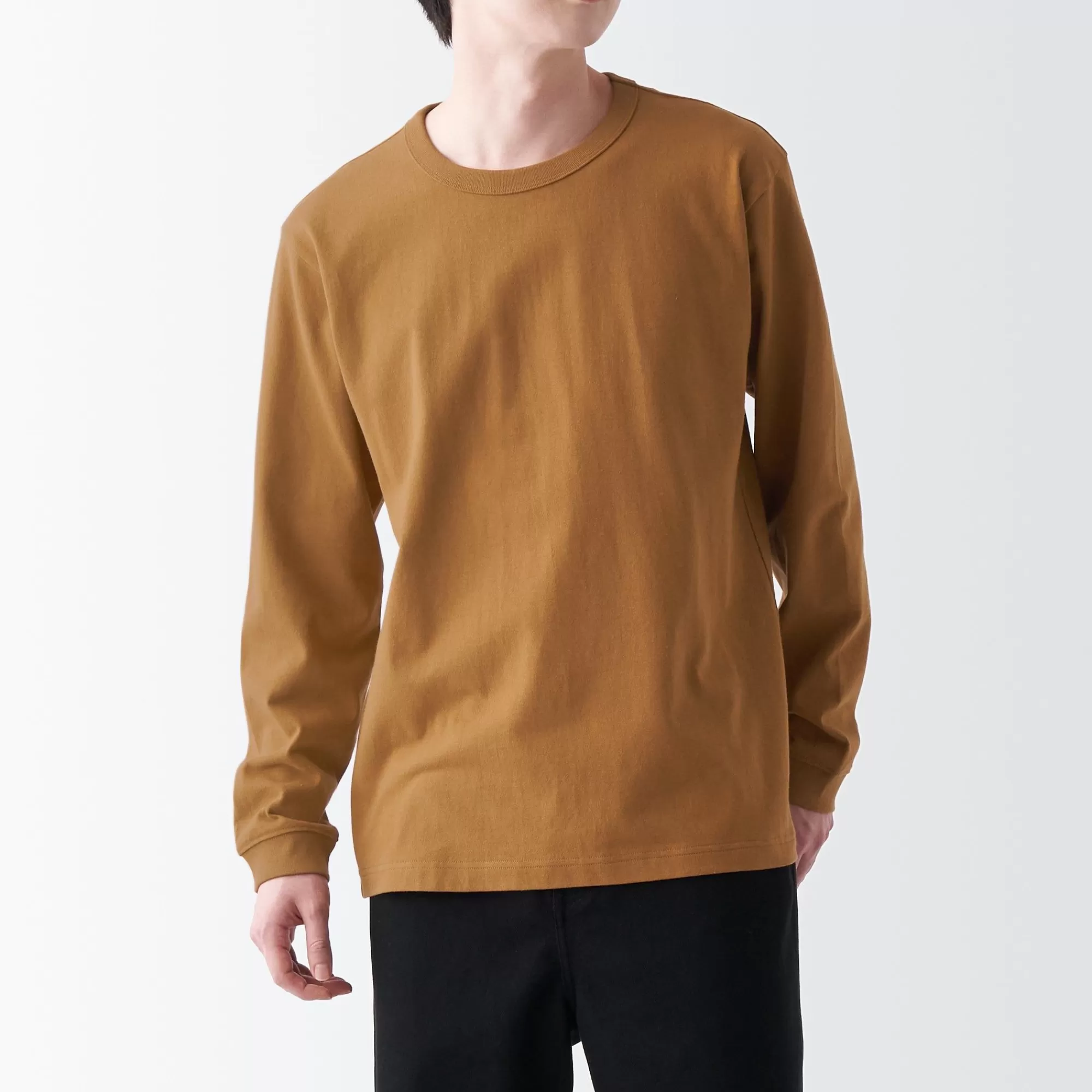 MUJI Men'S Heavy Weight Jersey Long Sleeve T-Shirt Cheap