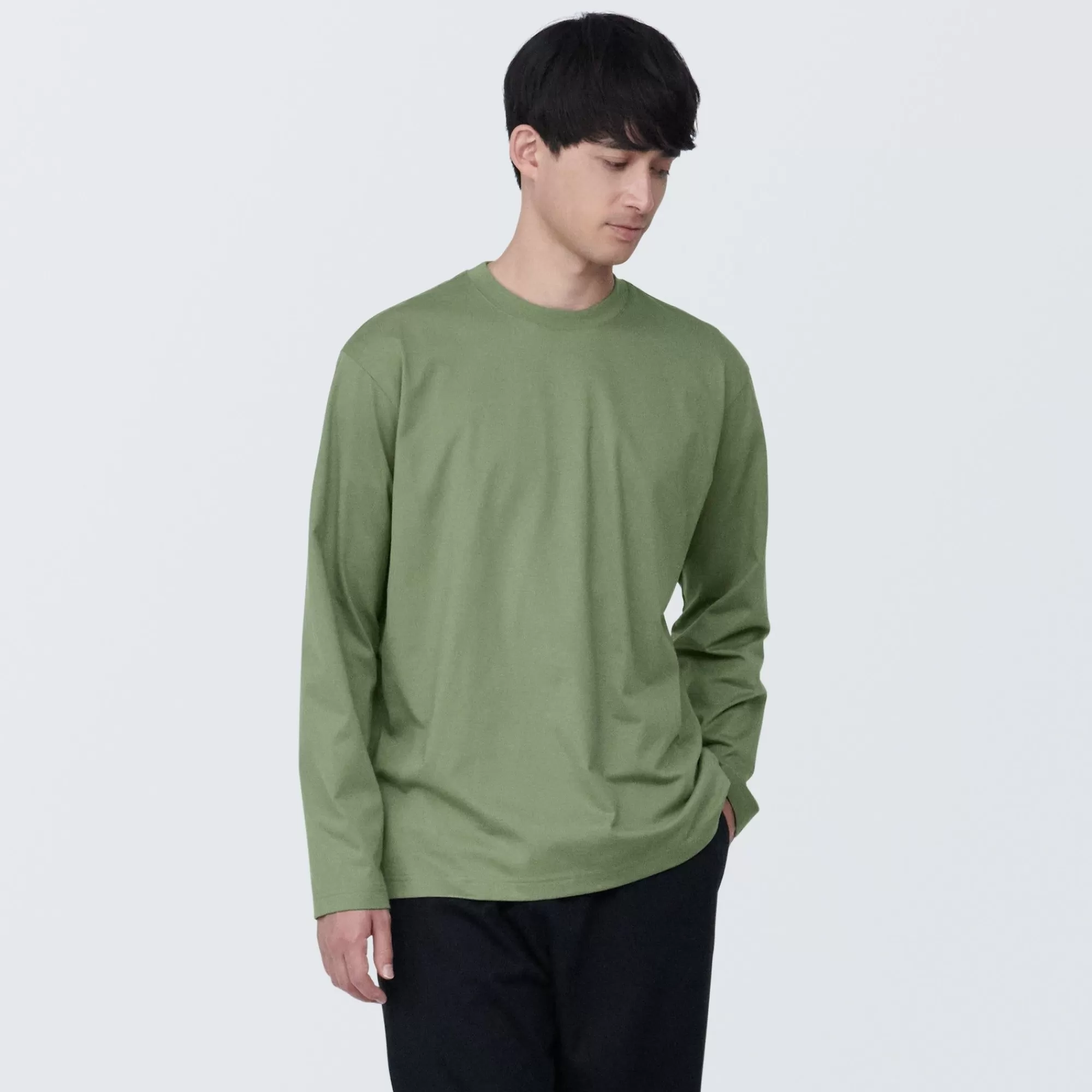 MUJI Men'S Jersey Crew Neck Long Sleeve T-Shirt Store