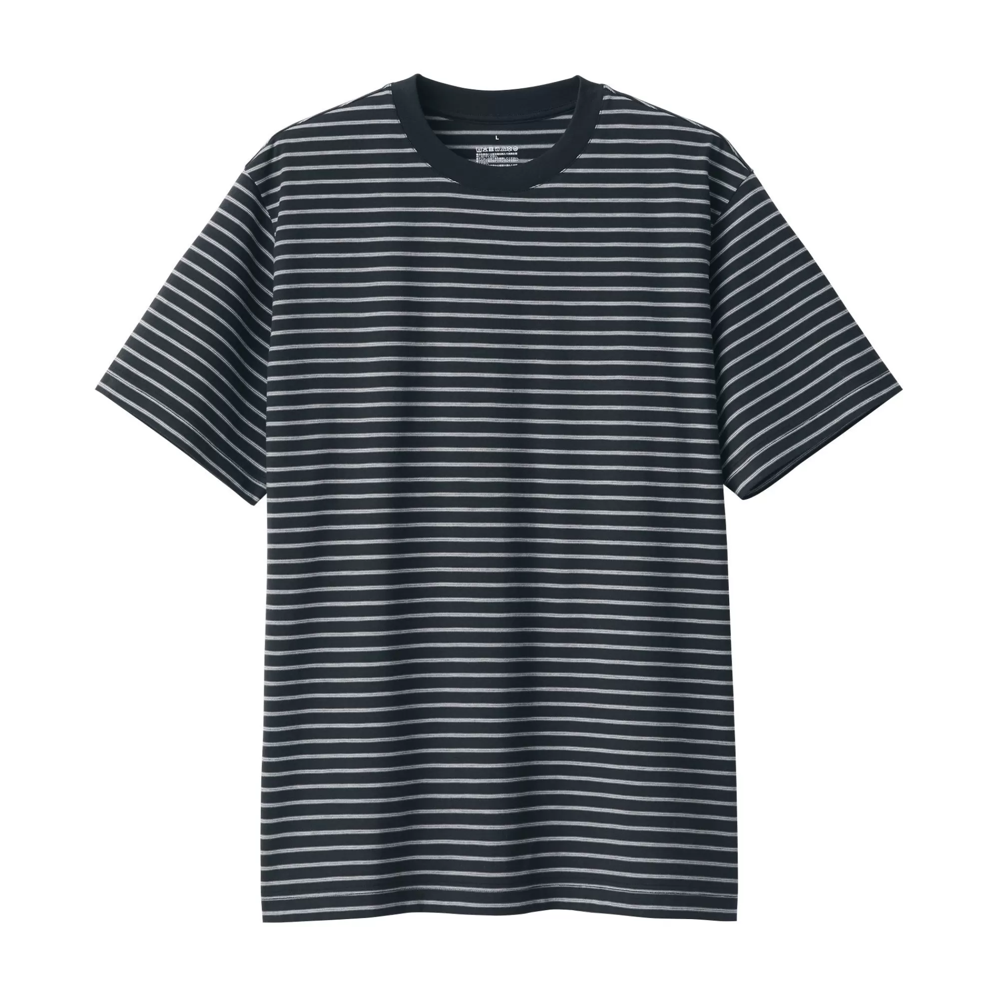 MUJI Men'S Jersey Crew Neck Short Sleeve Striped T-Shirt Cheap