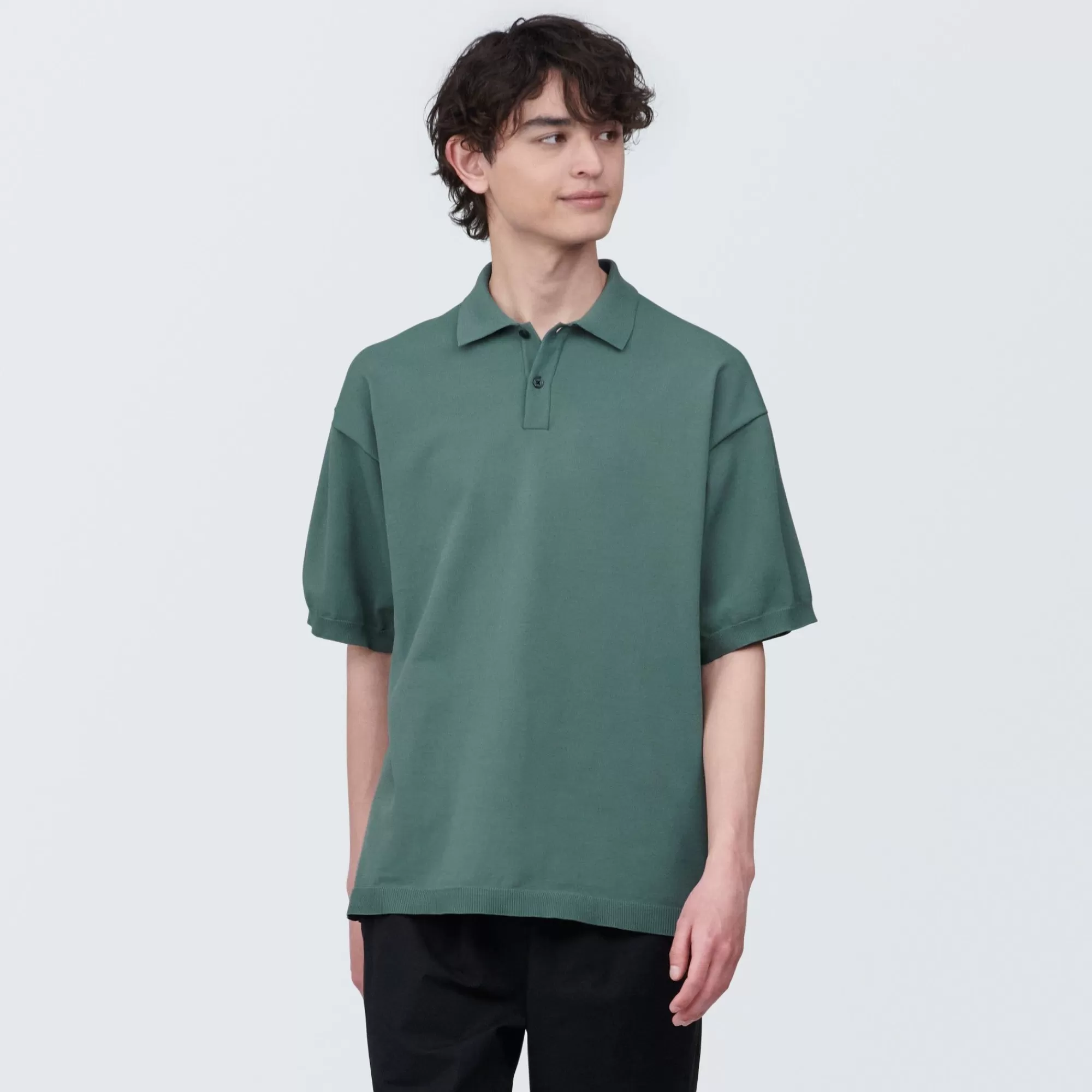 MUJI Men'S Jersey Short Sleeve Knit Polo Shirt Outlet