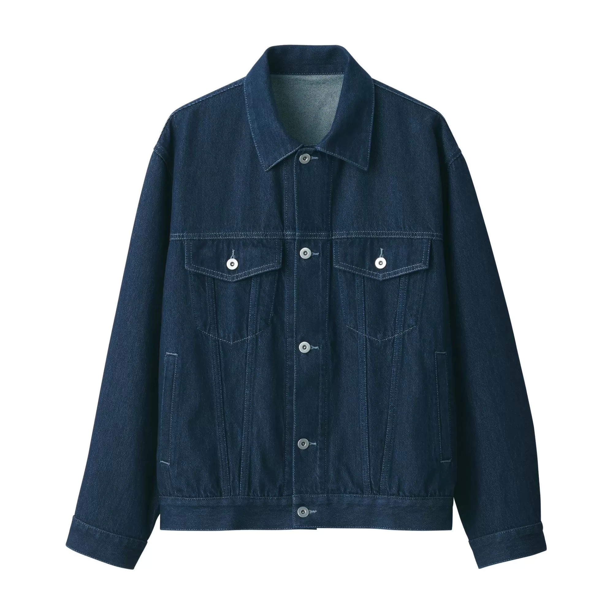 MUJI Men'S Kapok Blend Denim Jacket Dark Navy Cheap