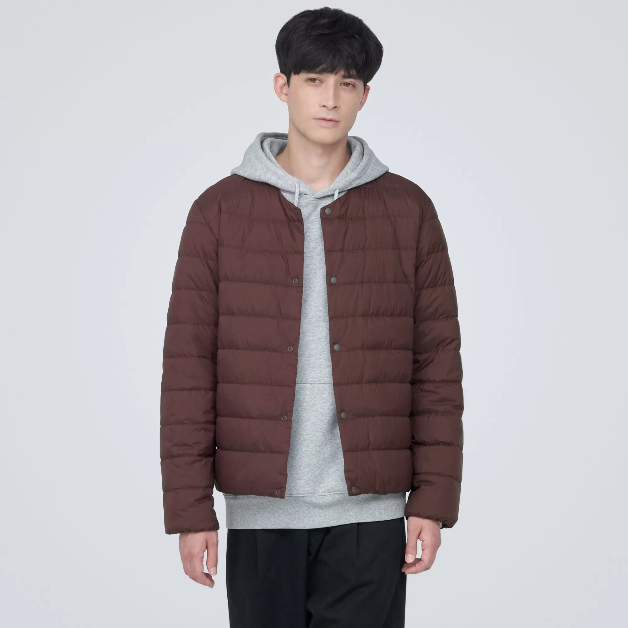 MUJI Men'S Lightweight Down Collarless Jacket Fashion