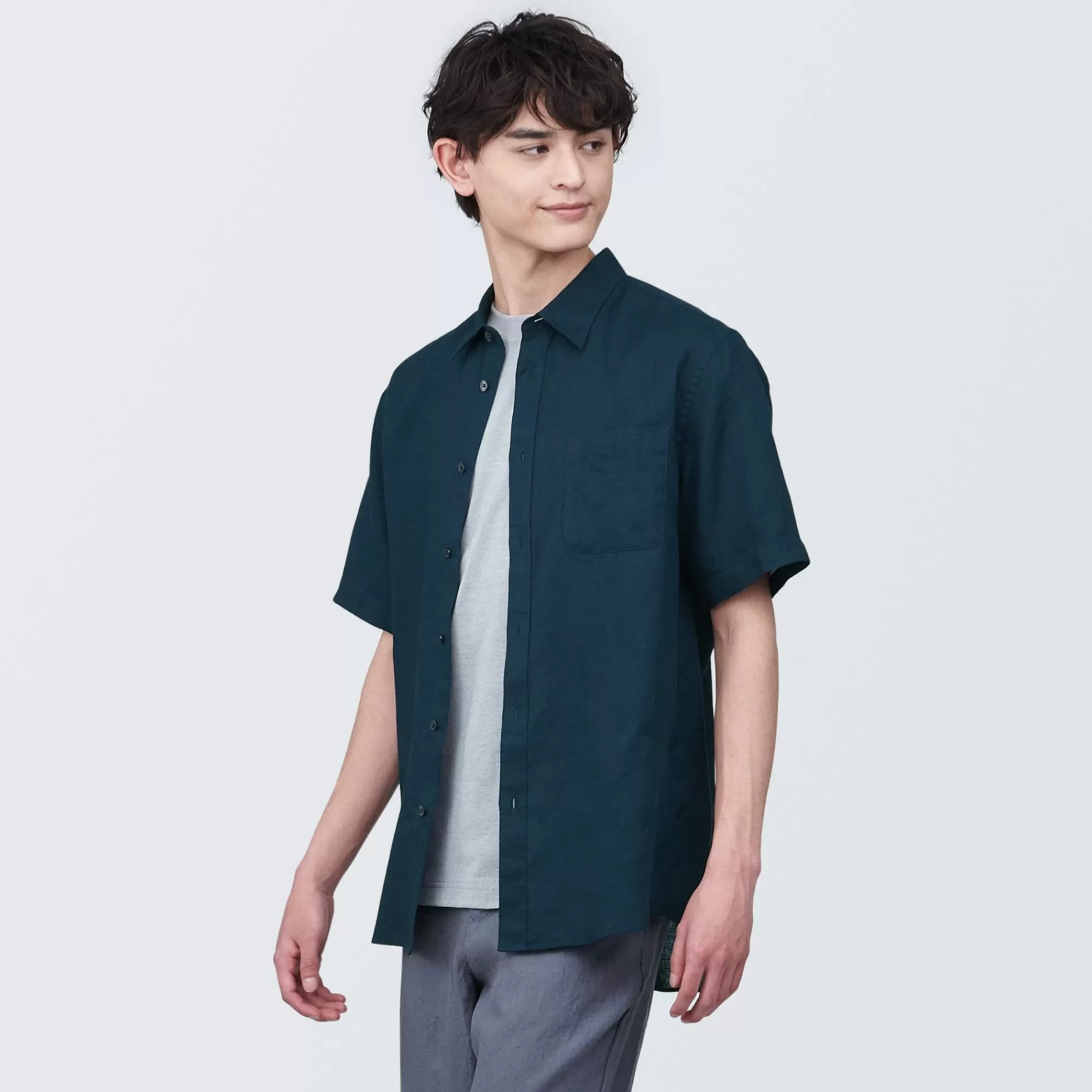 MUJI Men'S Linen Short Sleeve Shirt Best