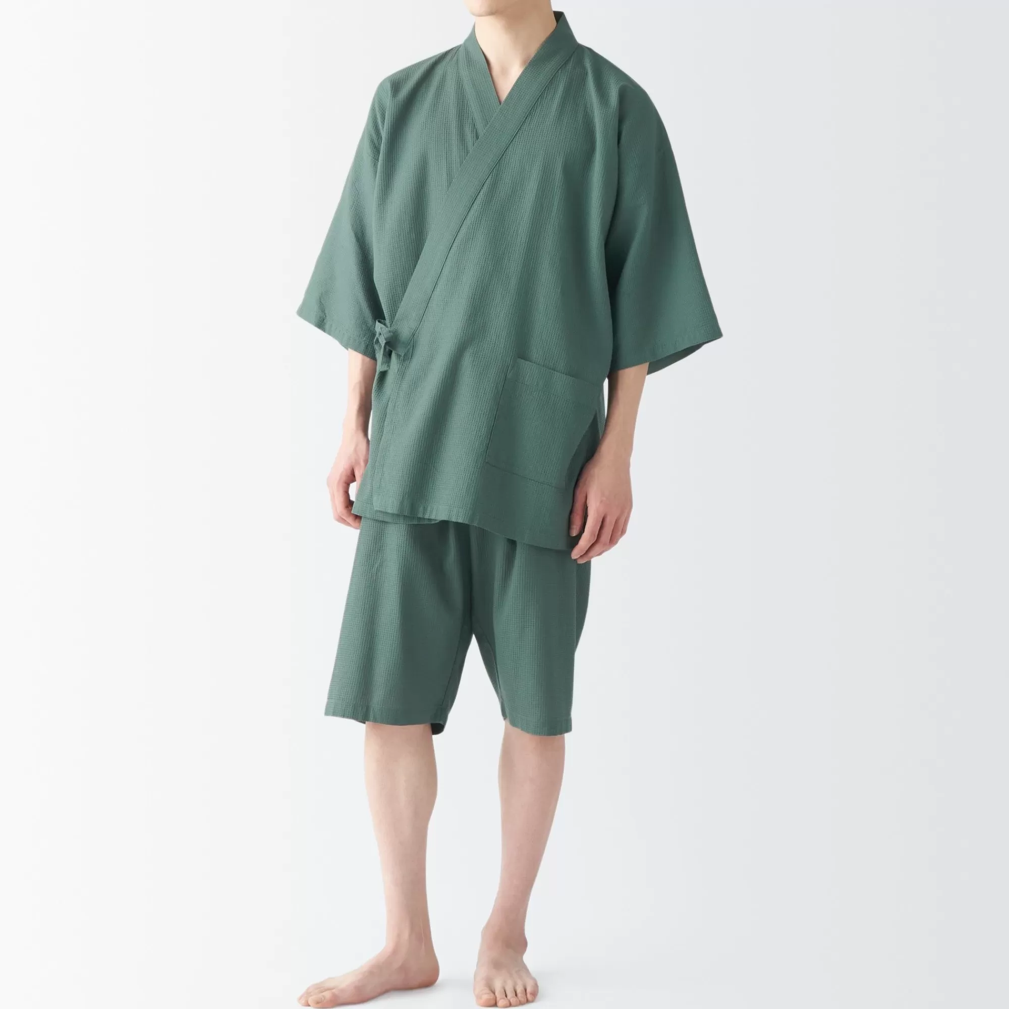 MUJI Men'S Lyocell Blend Waffle Weave Jinbei Loungewear Set Discount