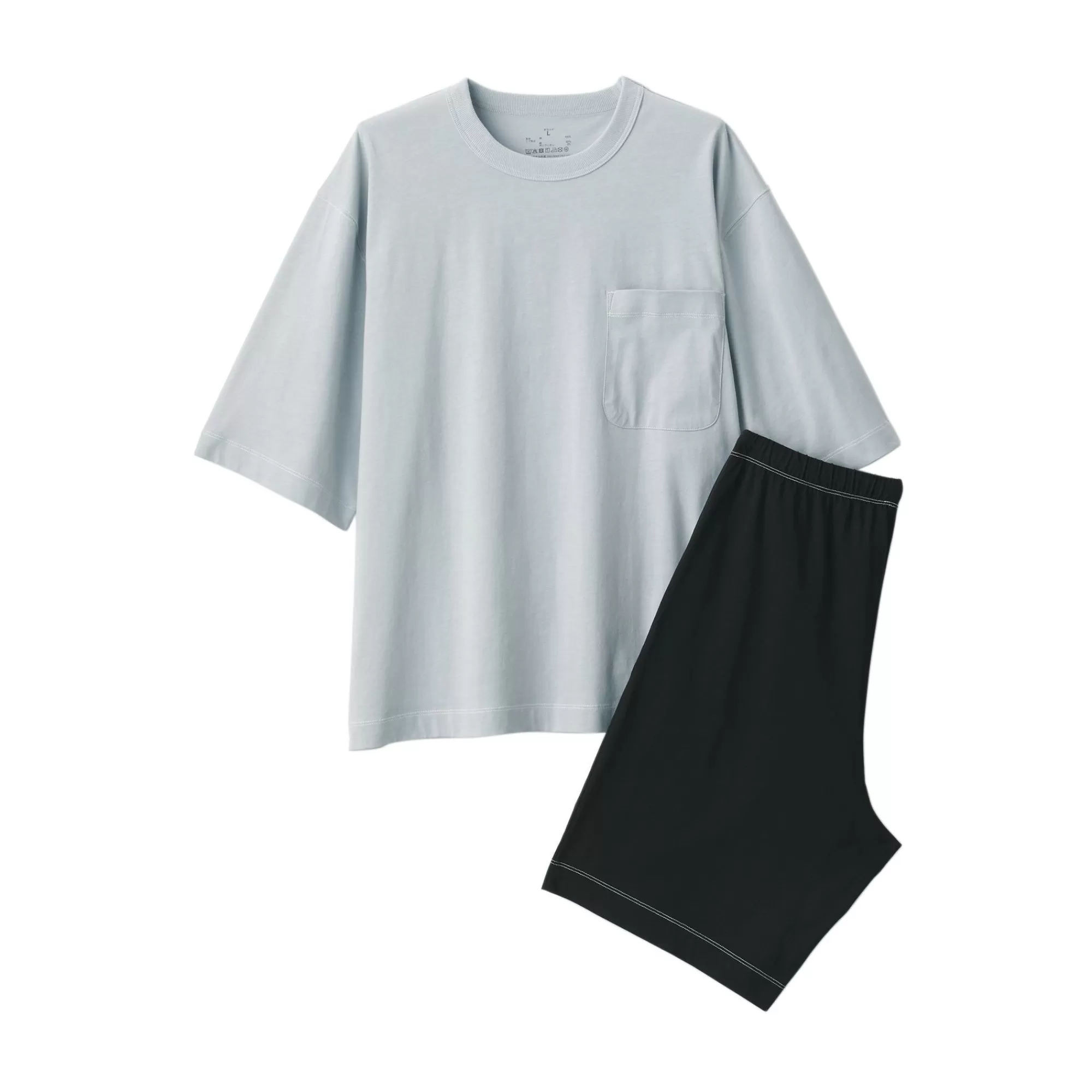 MUJI Men'S Moisture-Wicking Cotton Short Sleeve Loungewear Set Cheap