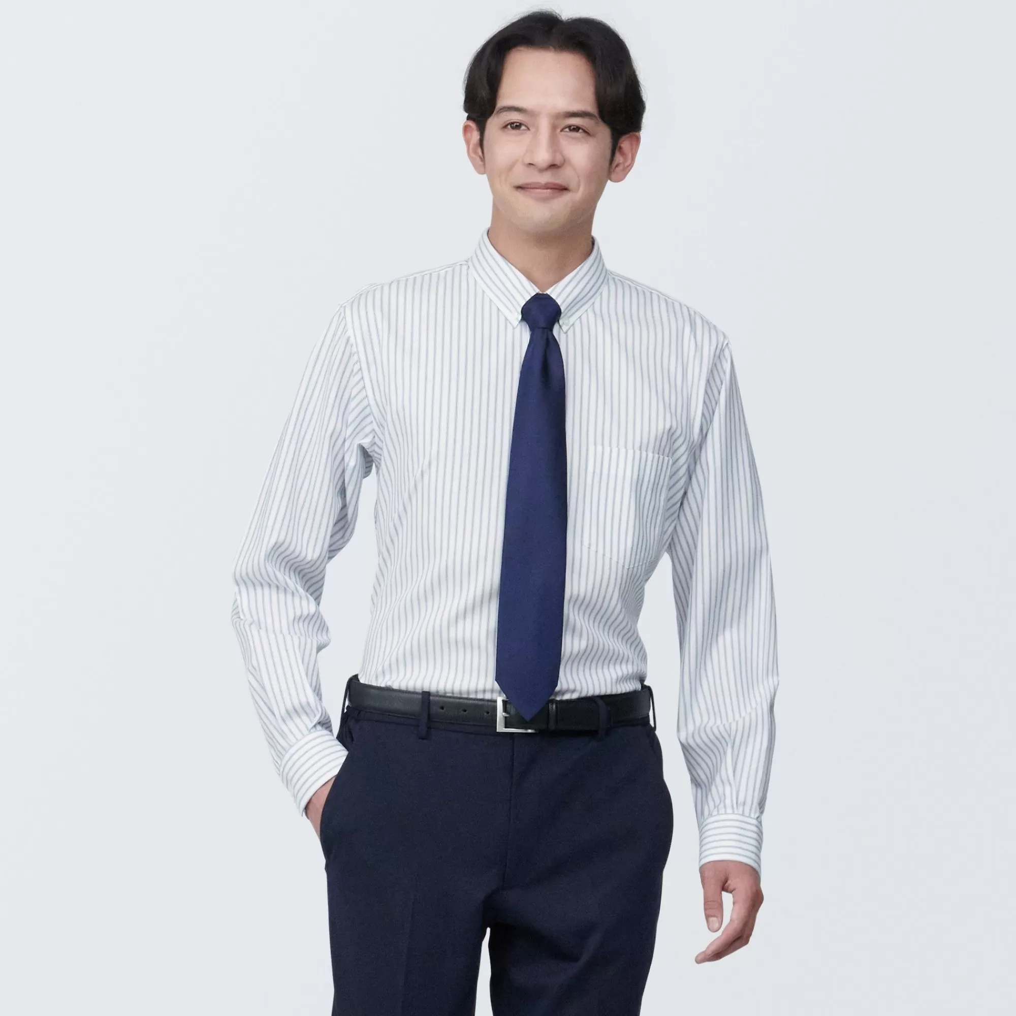 MUJI Men'S Non-Iron Button Down Striped Shirt Store