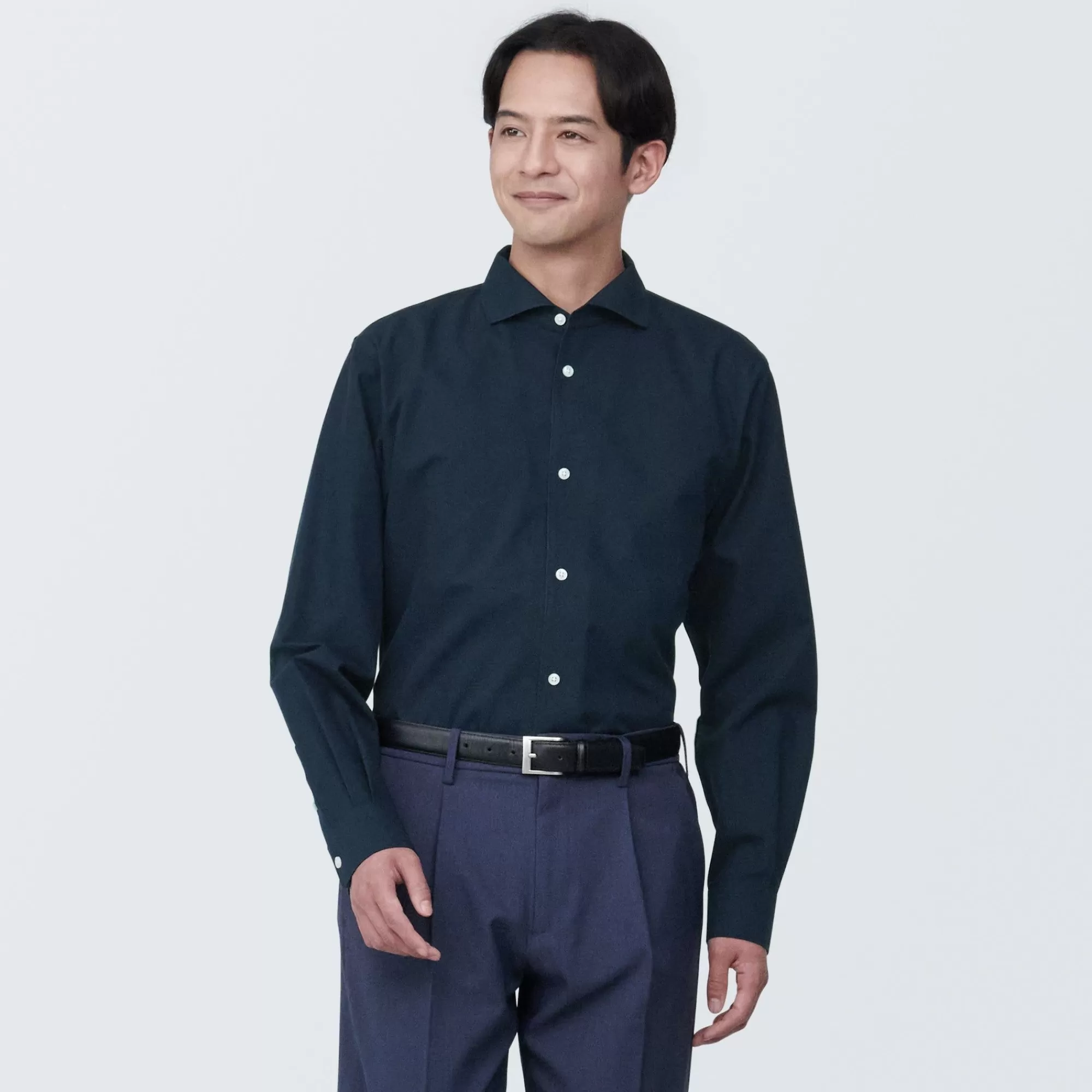 MUJI Men'S Non-Iron Cutaway Collar Long Sleeve Shirt Hot