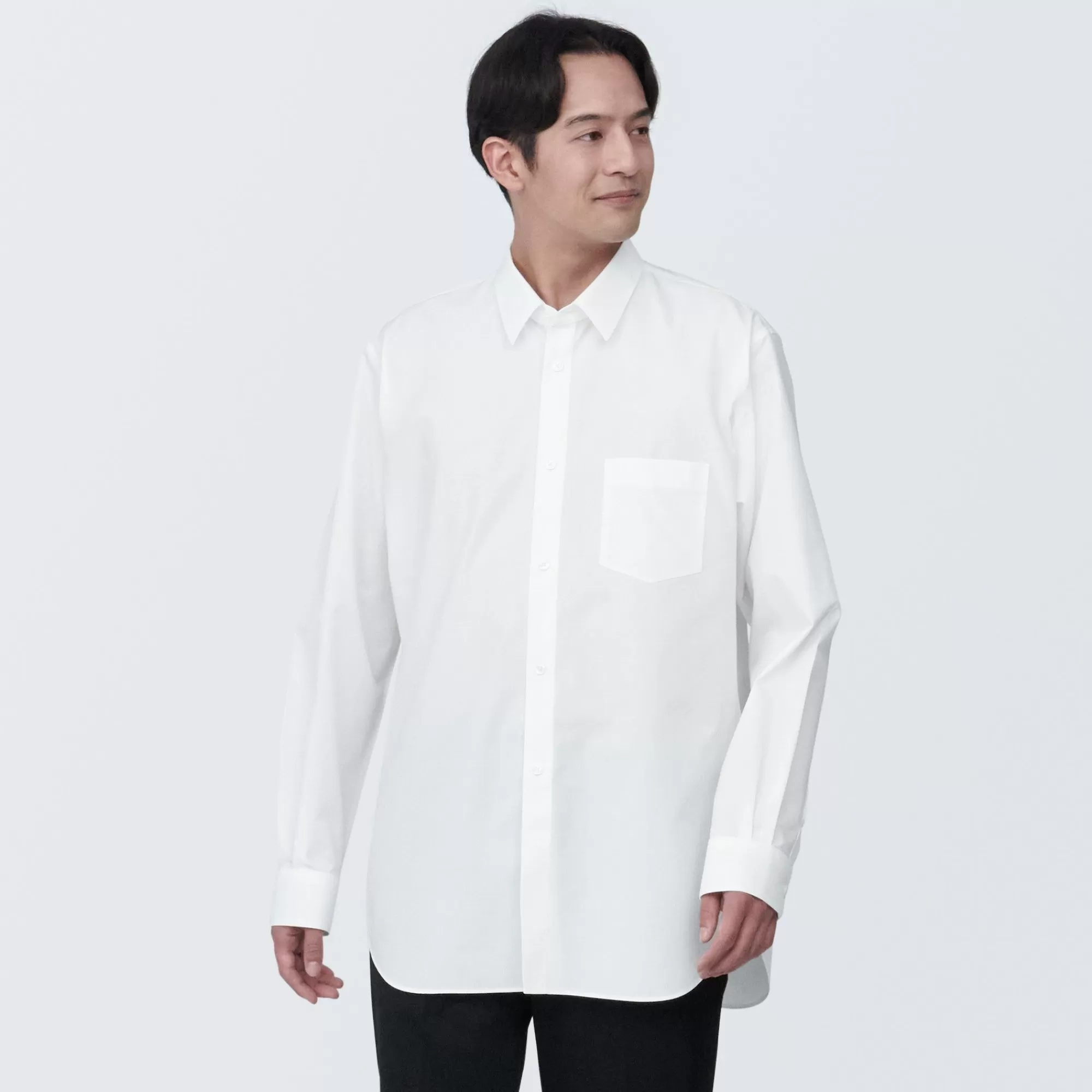 MUJI Men'S Non-Iron Relaxed Fit Long Sleeve Shirt Outlet