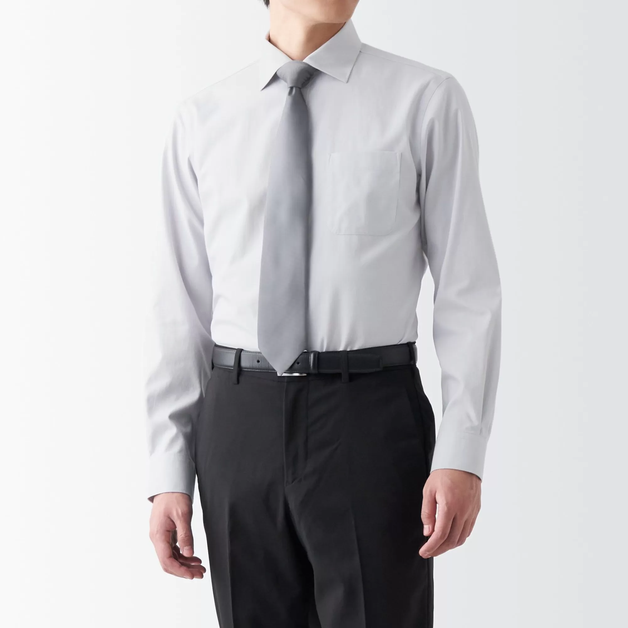 MUJI Men'S Non-Iron Semi Wide Collar Shirt Outlet