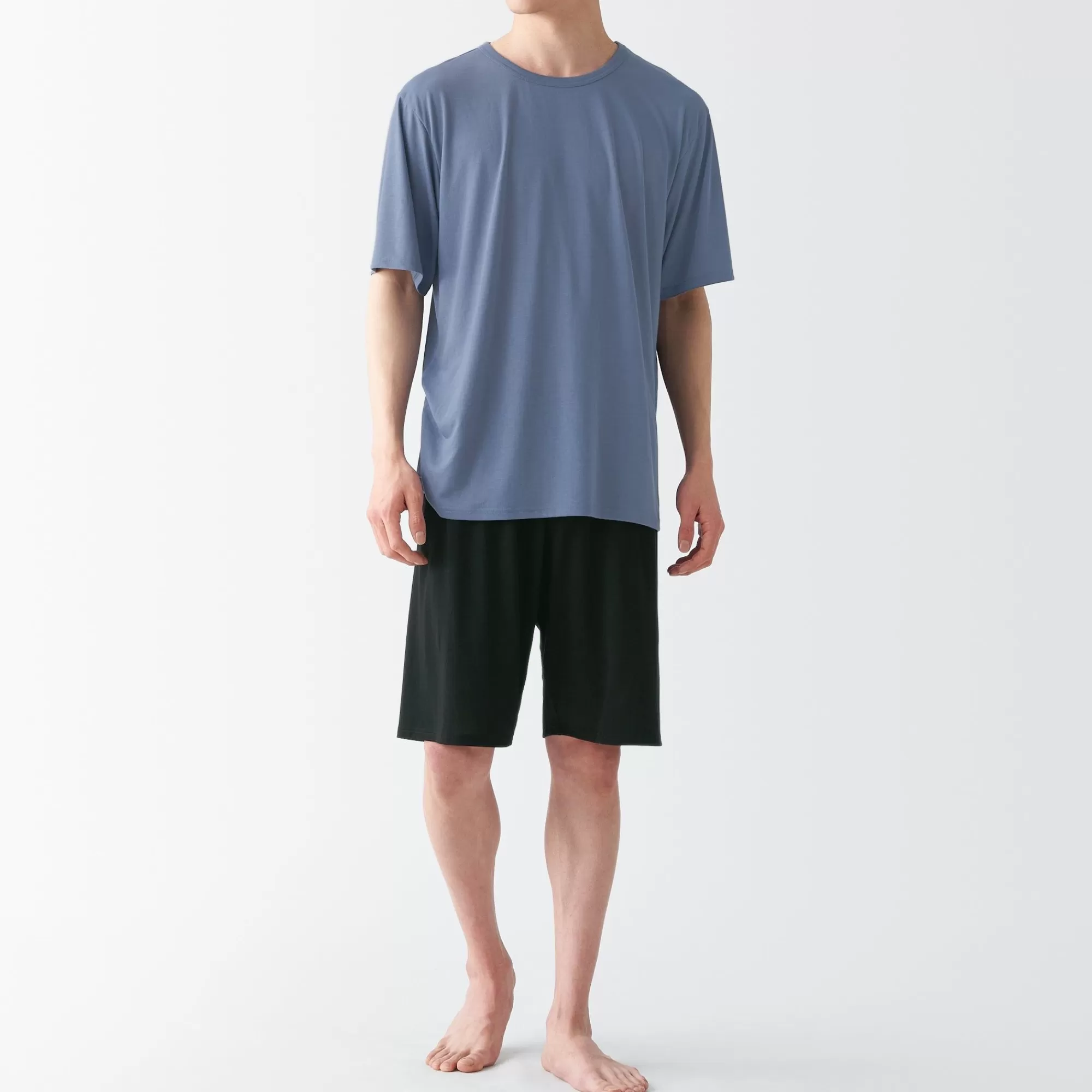 MUJI Men'S Polyester Rayon Short Sleeve Loungewear Set Discount