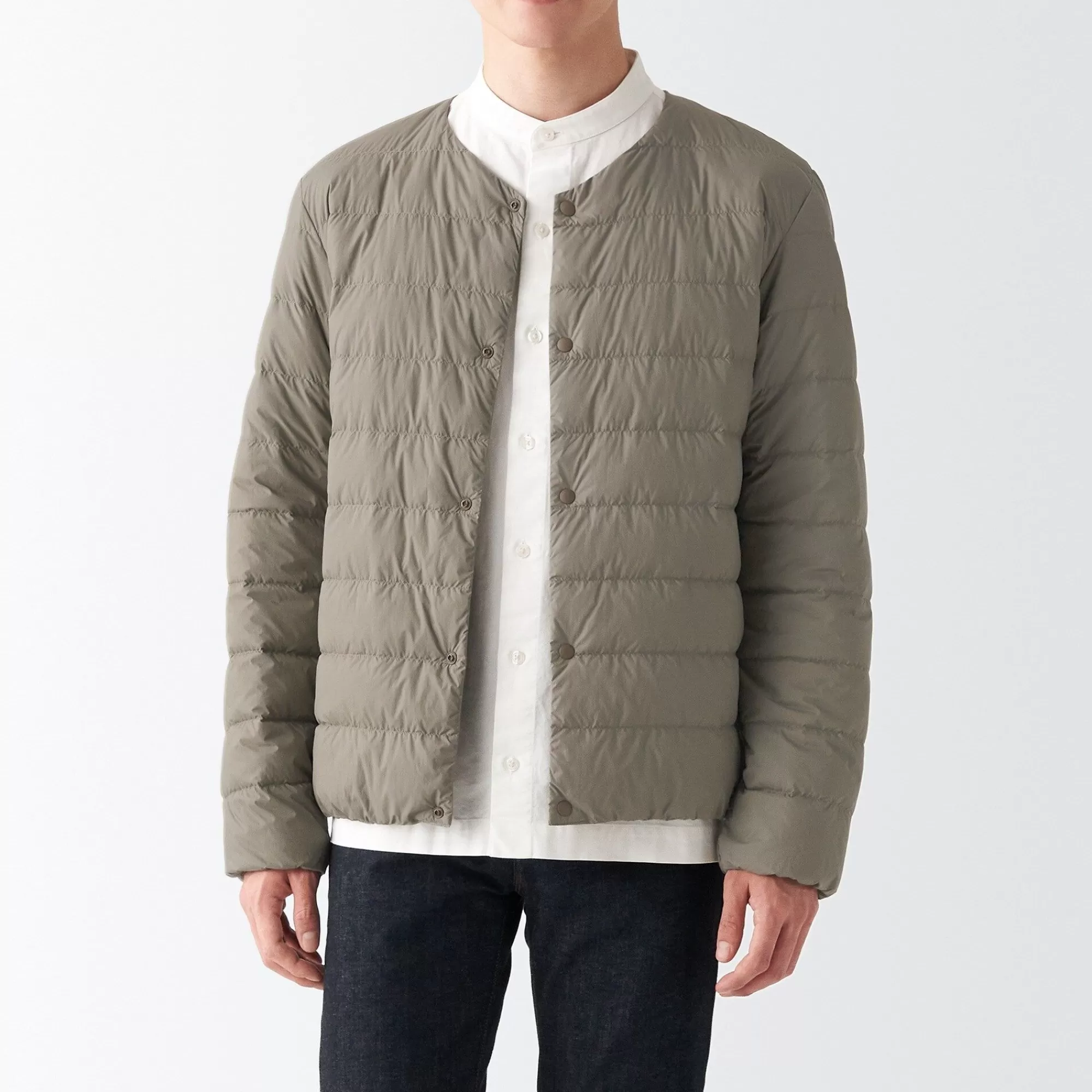 MUJI Men'S Recycled Nylon Lightweight Collarless Down Jacket Store