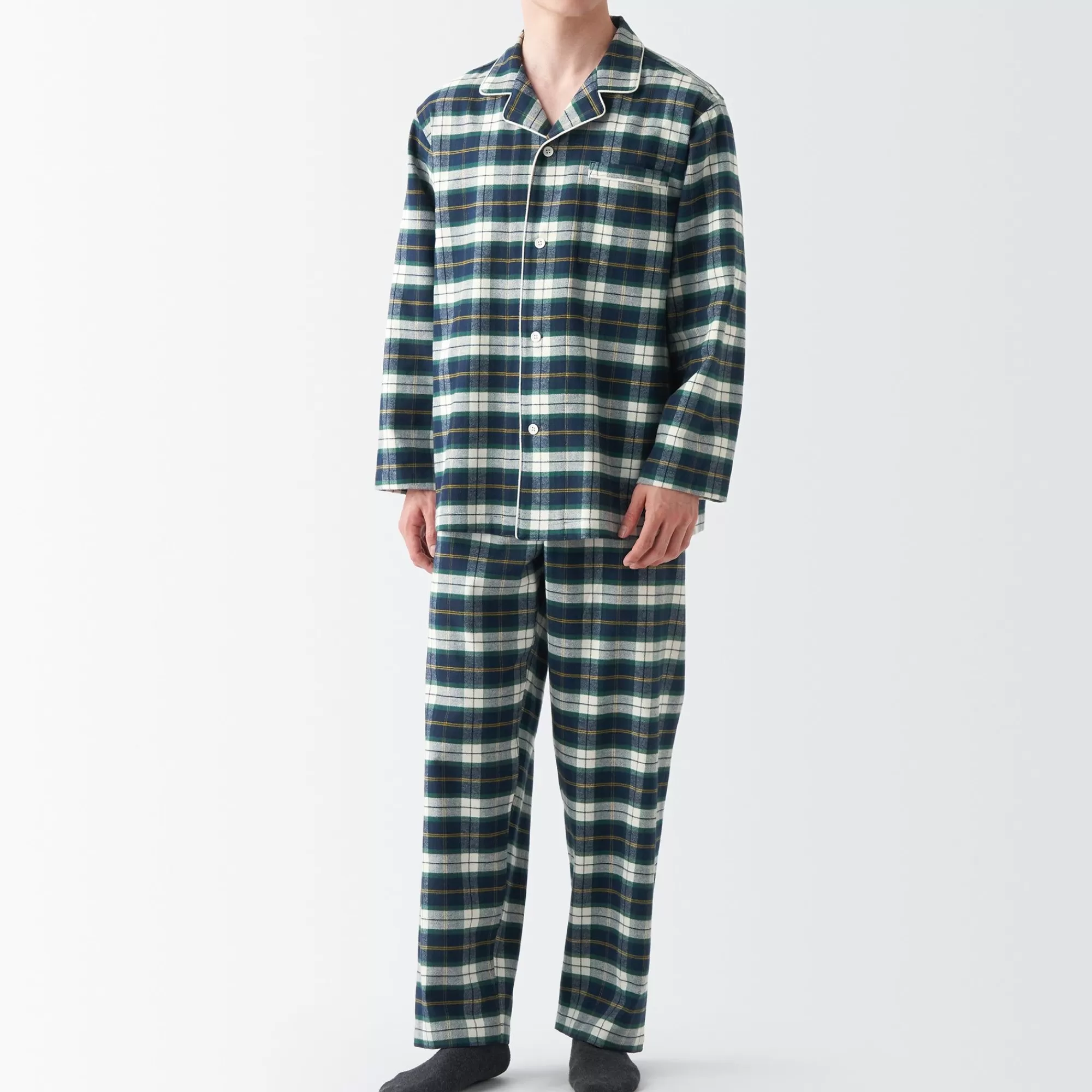 MUJI Men'S Side Seamless Flannel Pajamas Cheap