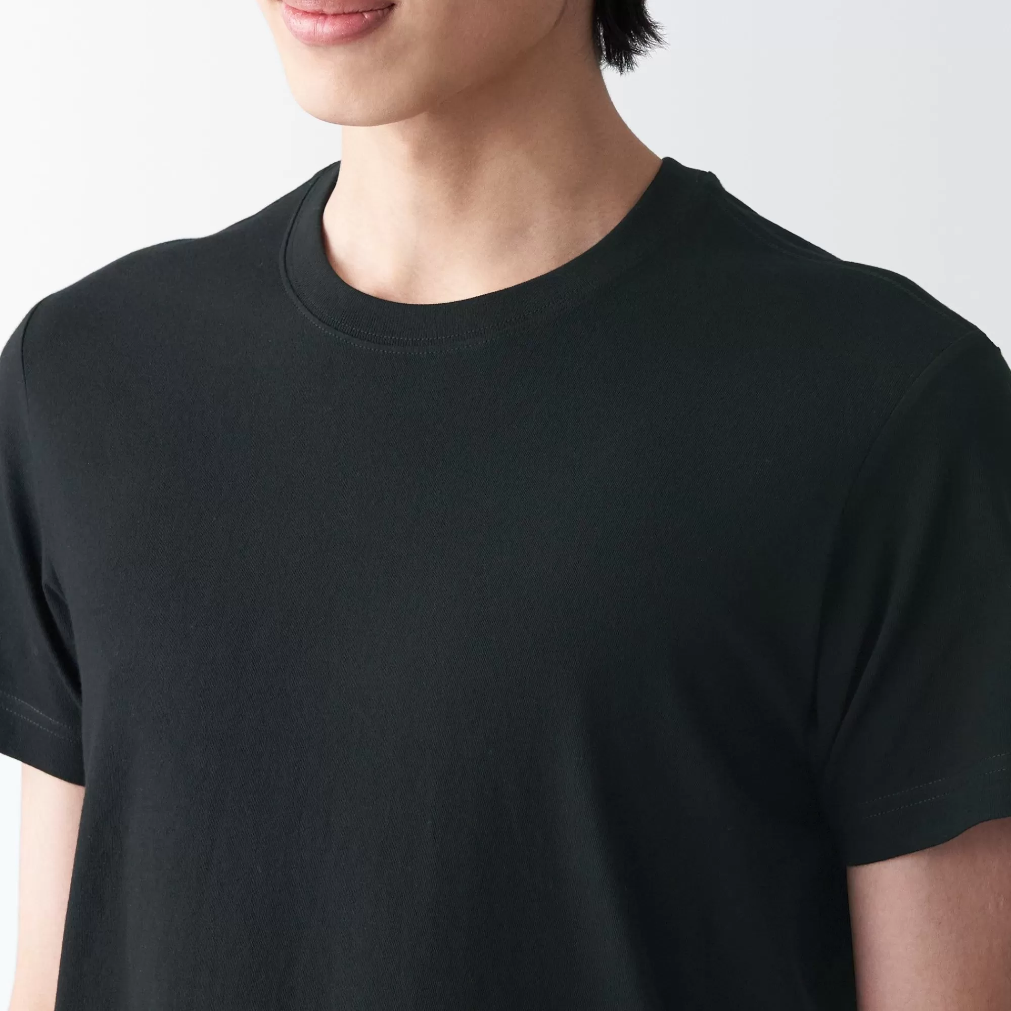 MUJI Men'S Side Seamless Jersey Crew Neck Short Sleeve T-Shirt Best Sale