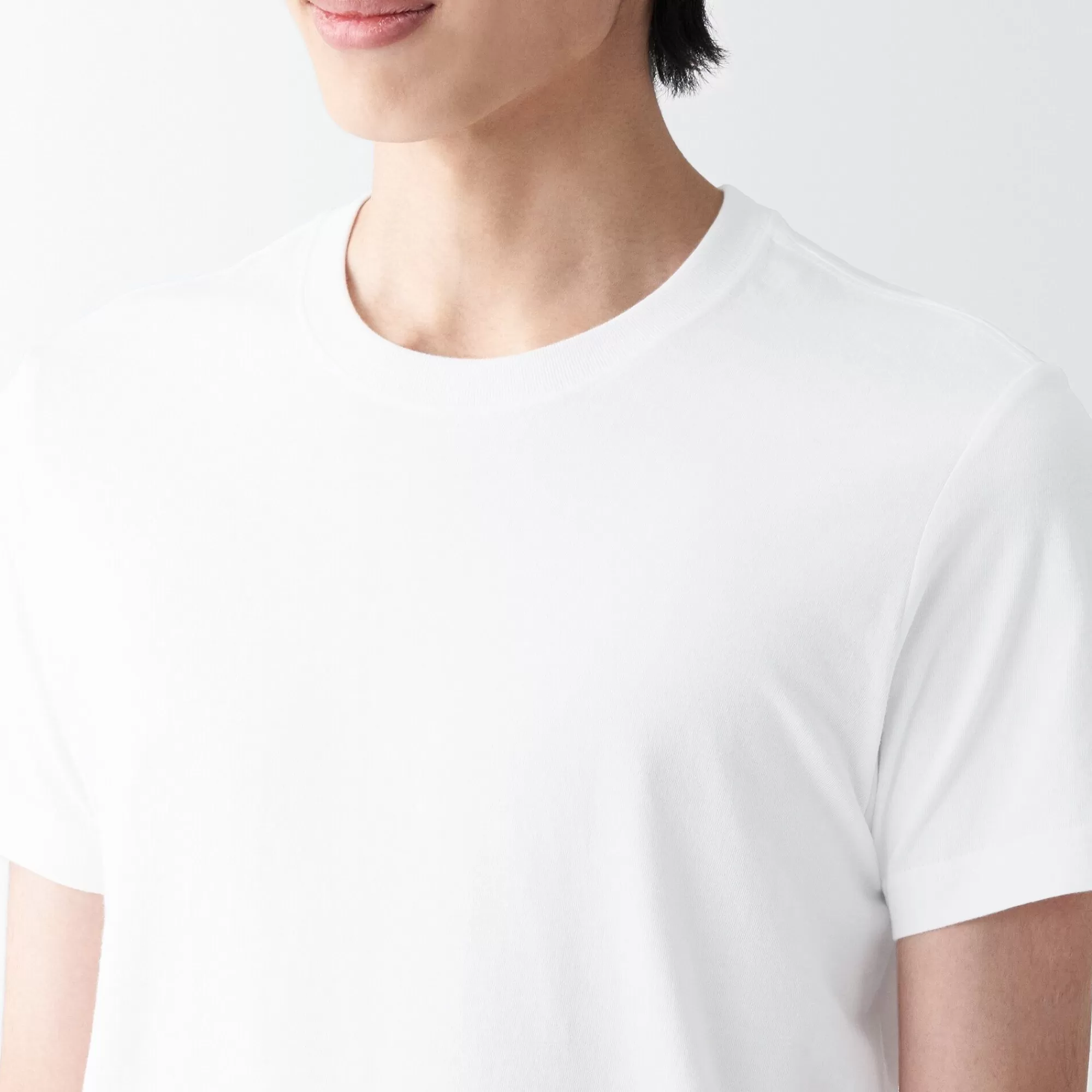 MUJI Men'S Side Seamless Jersey Crew Neck Short Sleeve T-Shirt White Online