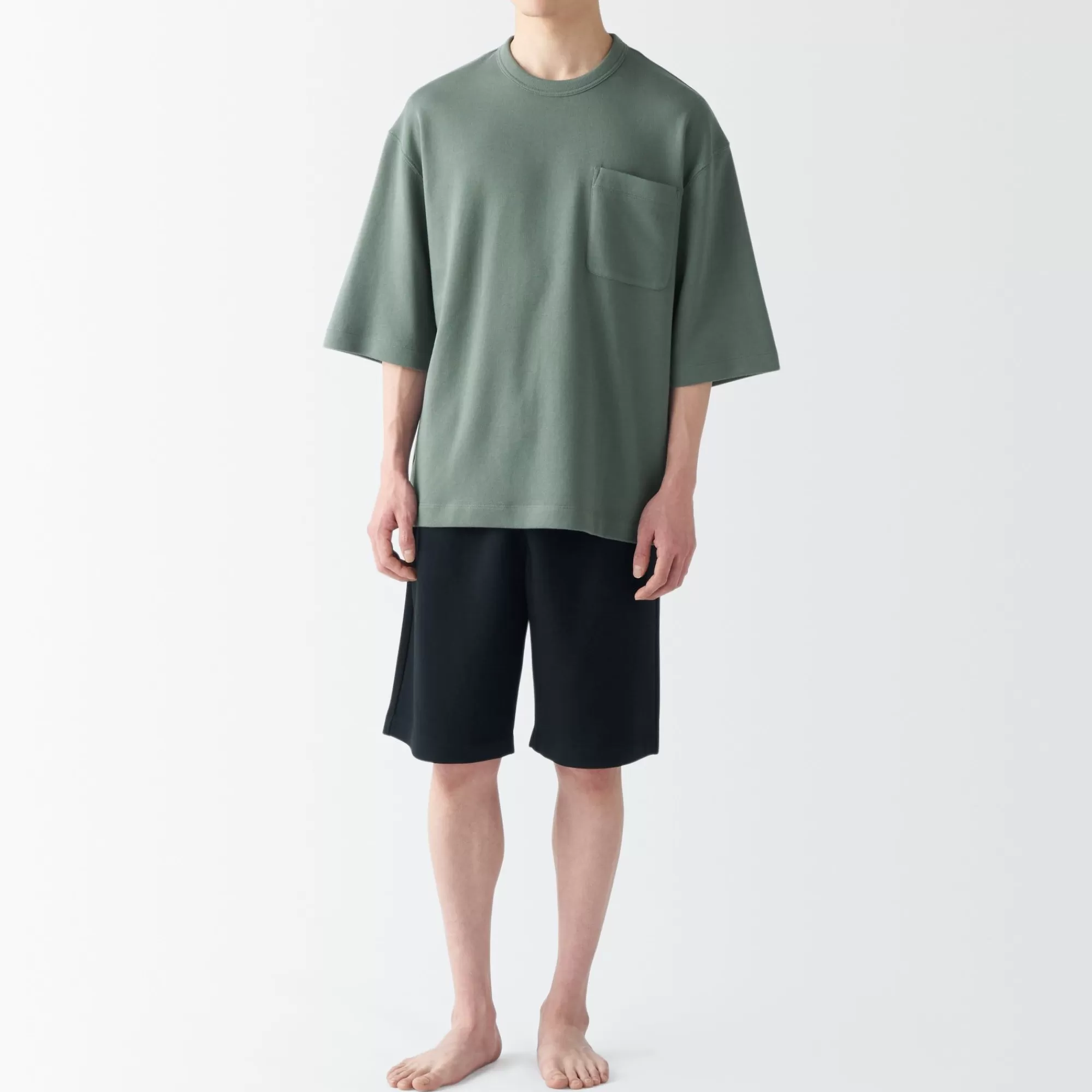 MUJI Men'S Sweatshirt Short Sleeve Loungewear Set Shop